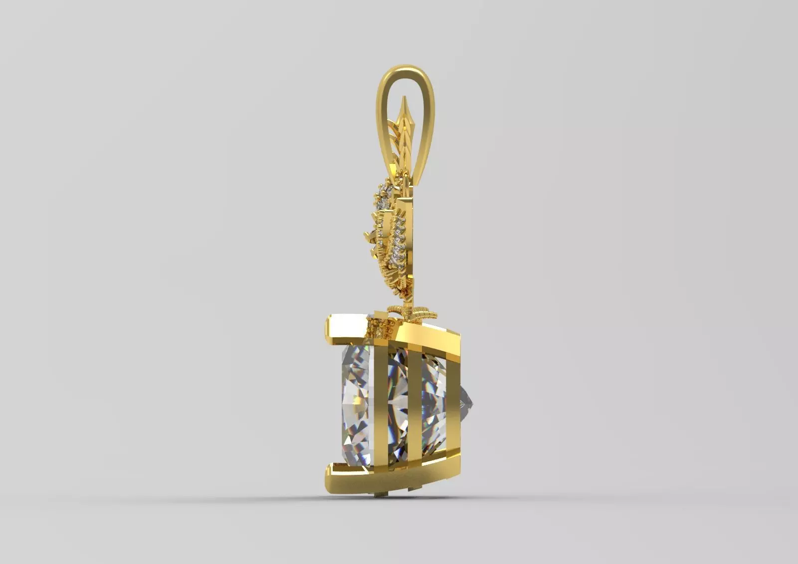 White gold STL pendant with bird design gemstone model jp0184 3D print model_19