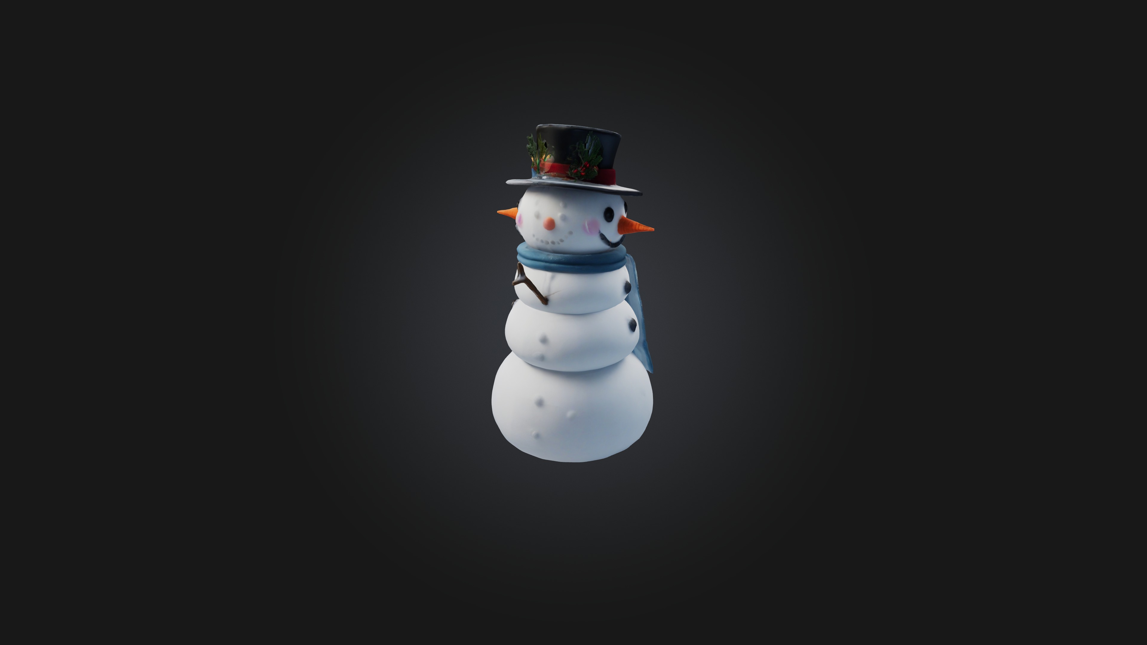Cartoon Snowman 3D model_2