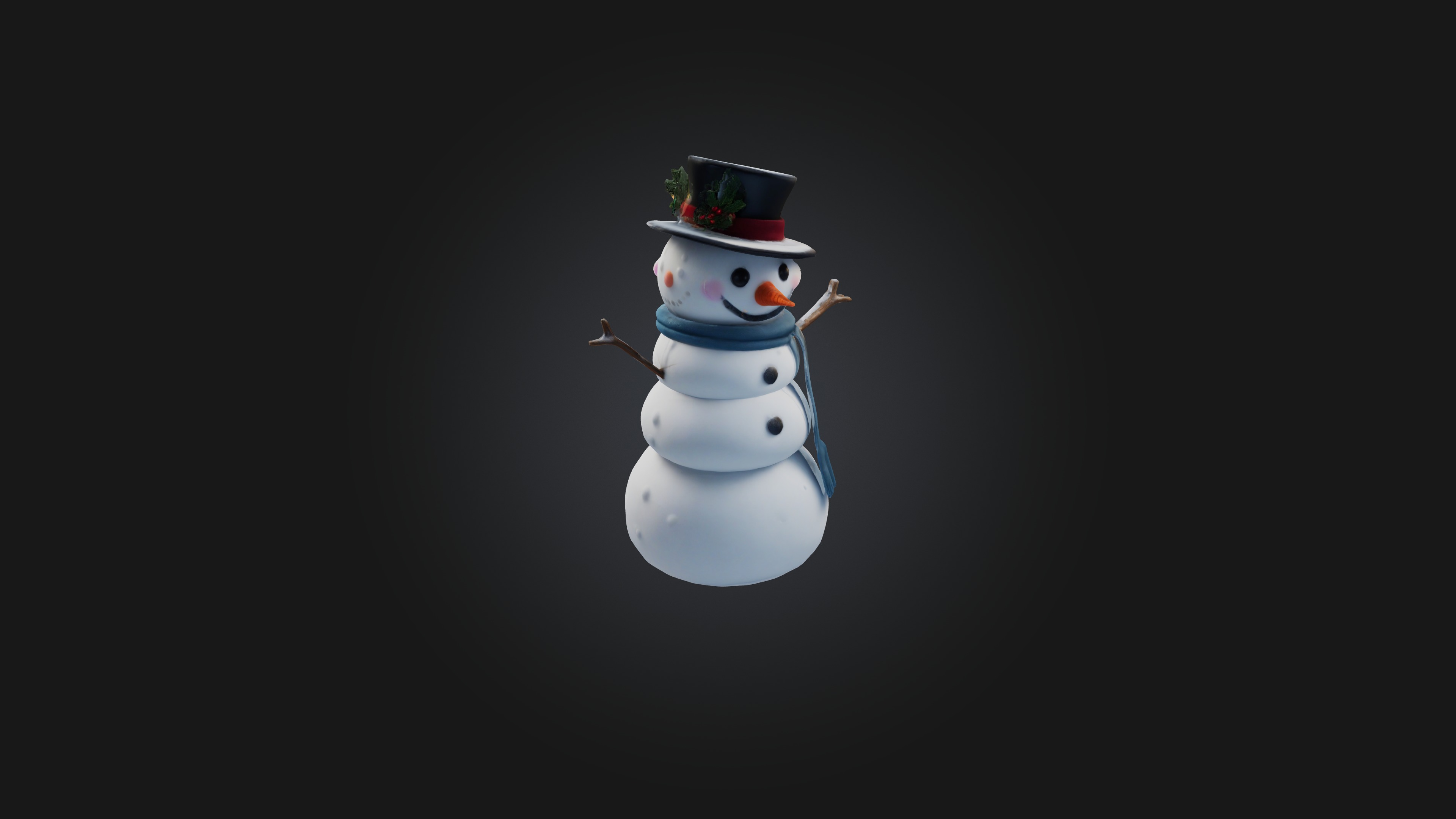 Cartoon Snowman 3D model_3