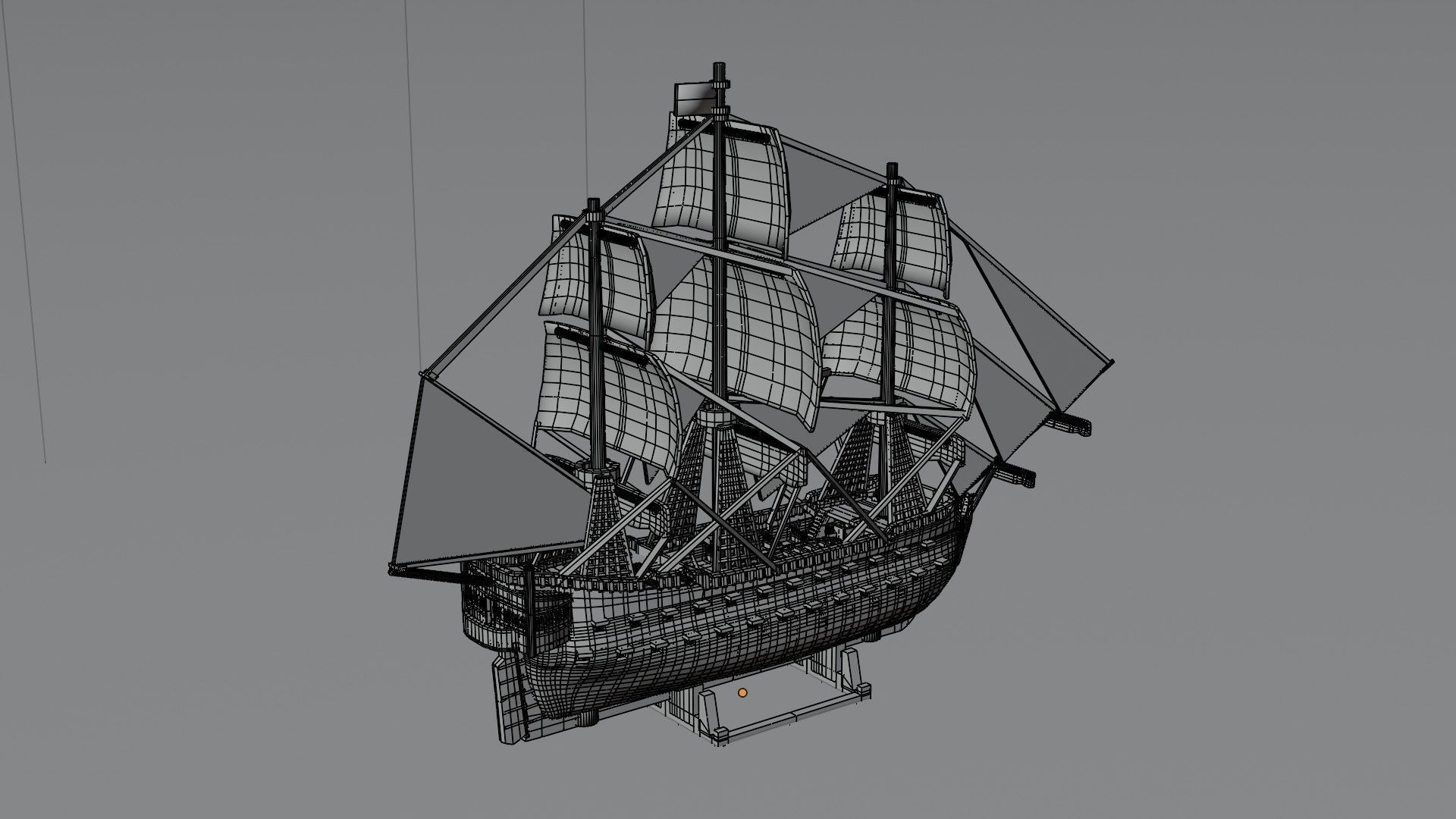 Medieval Ship Low-poly 3D model_7