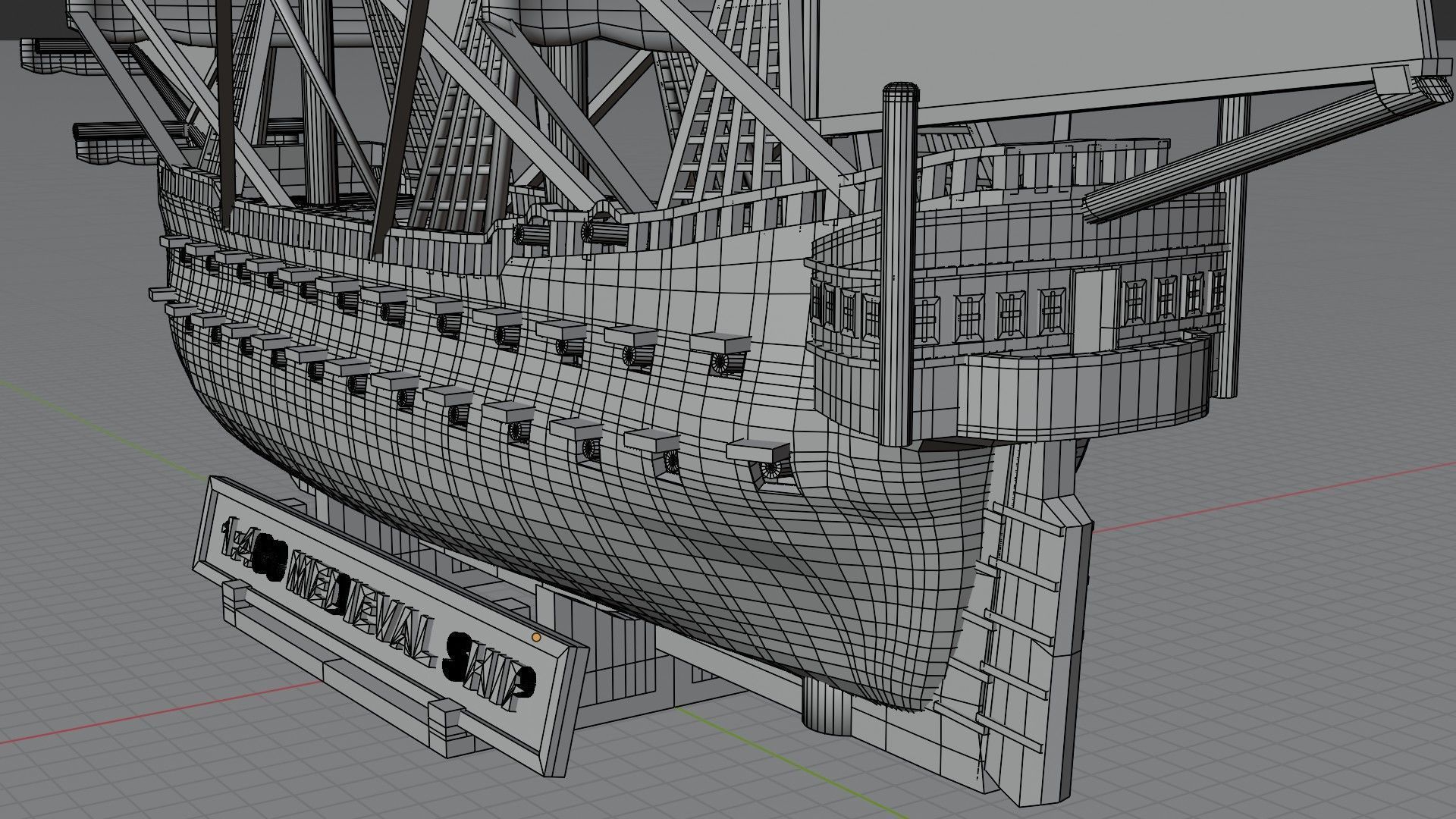 Medieval Ship Low-poly 3D model_6