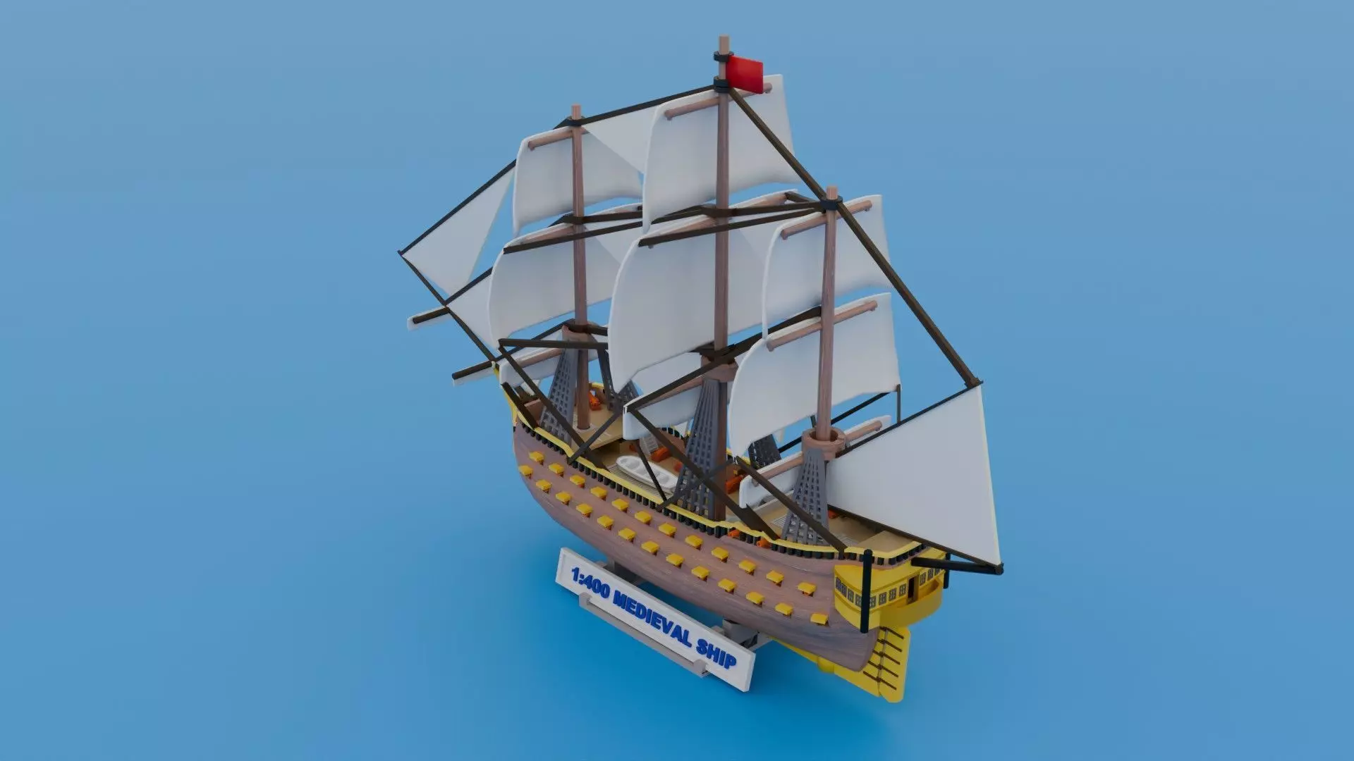 Medieval Ship Low-poly 3D model_0