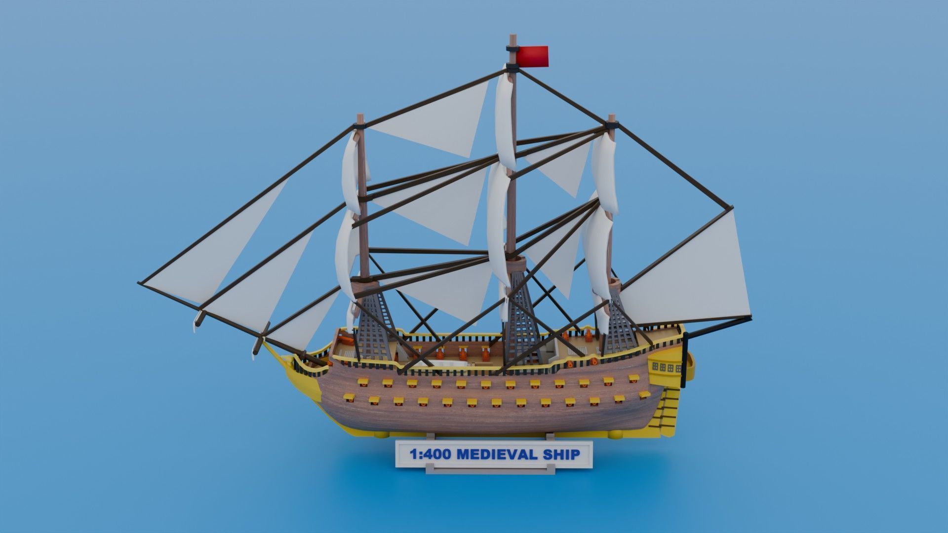 Medieval Ship Low-poly 3D model_1