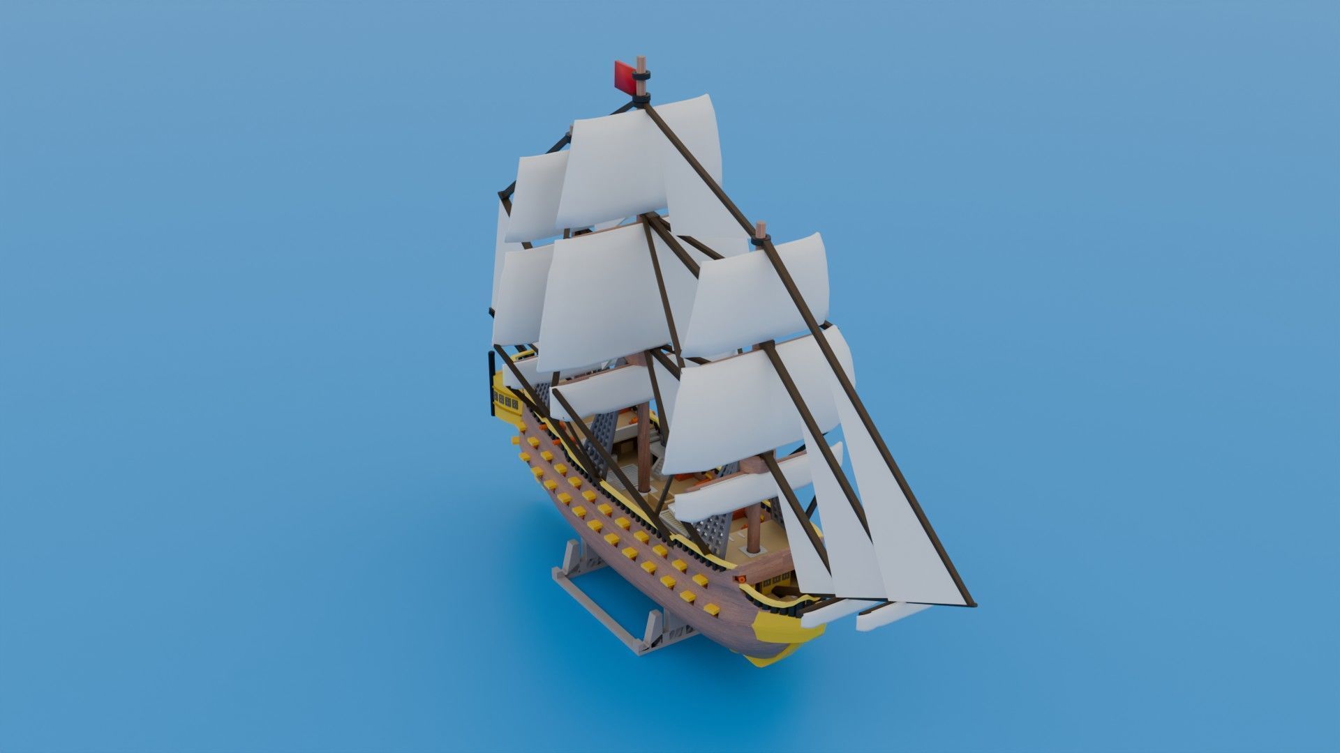 Medieval Ship Low-poly 3D model_4