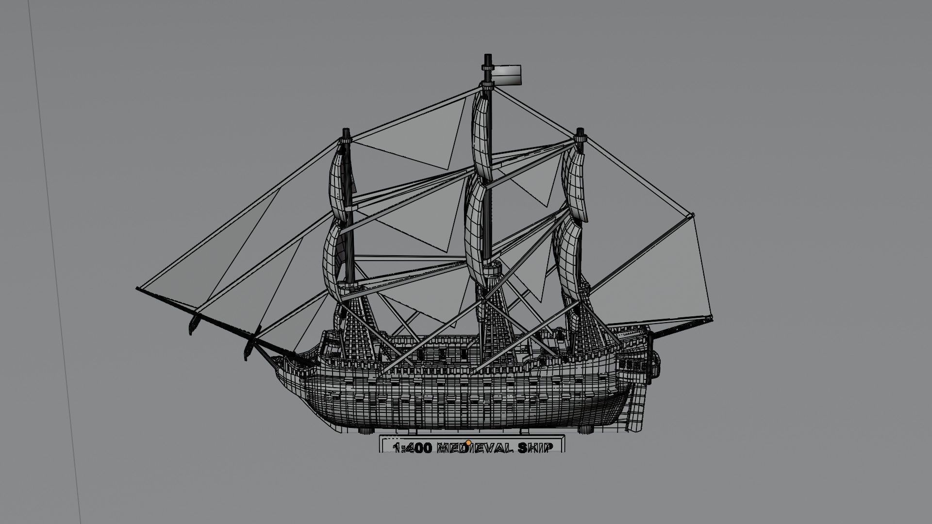 Medieval Ship Low-poly 3D model_10