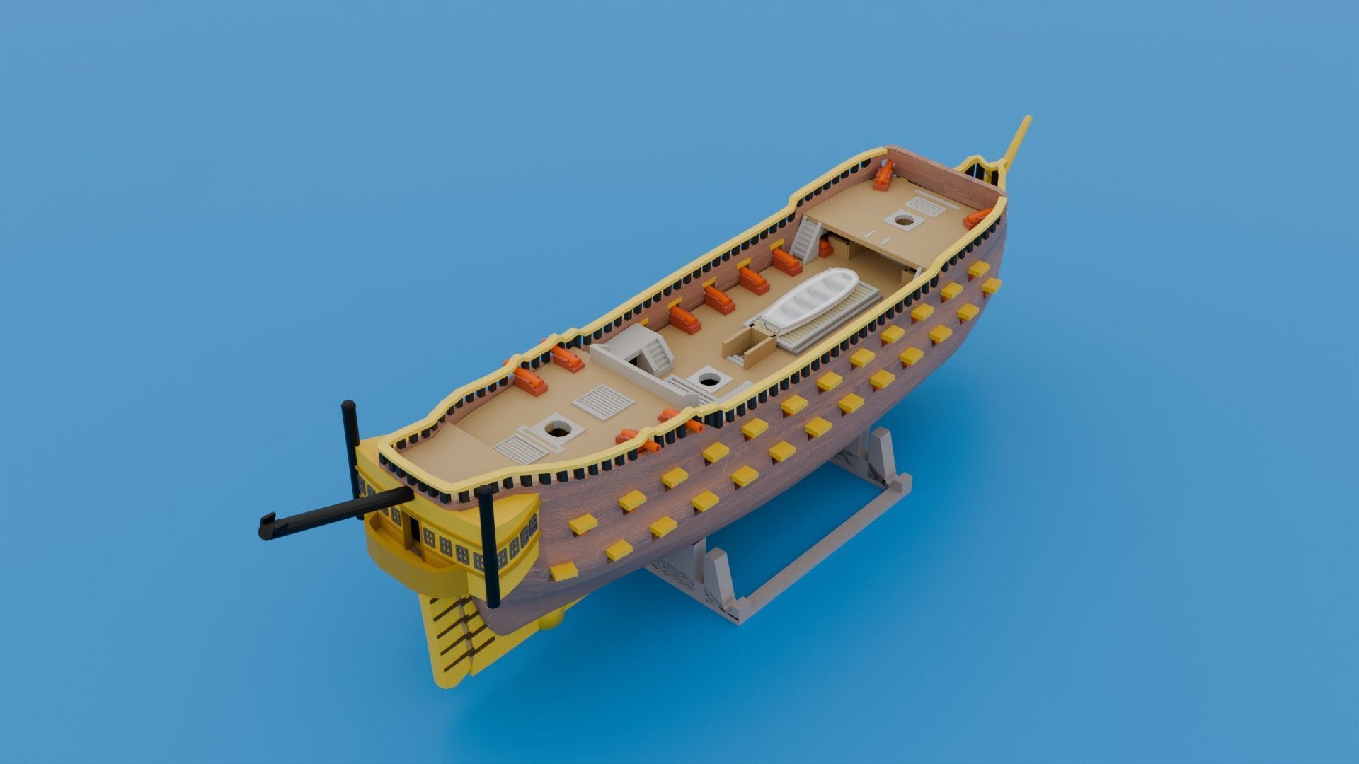 Medieval Ship Low-poly 3D model_3