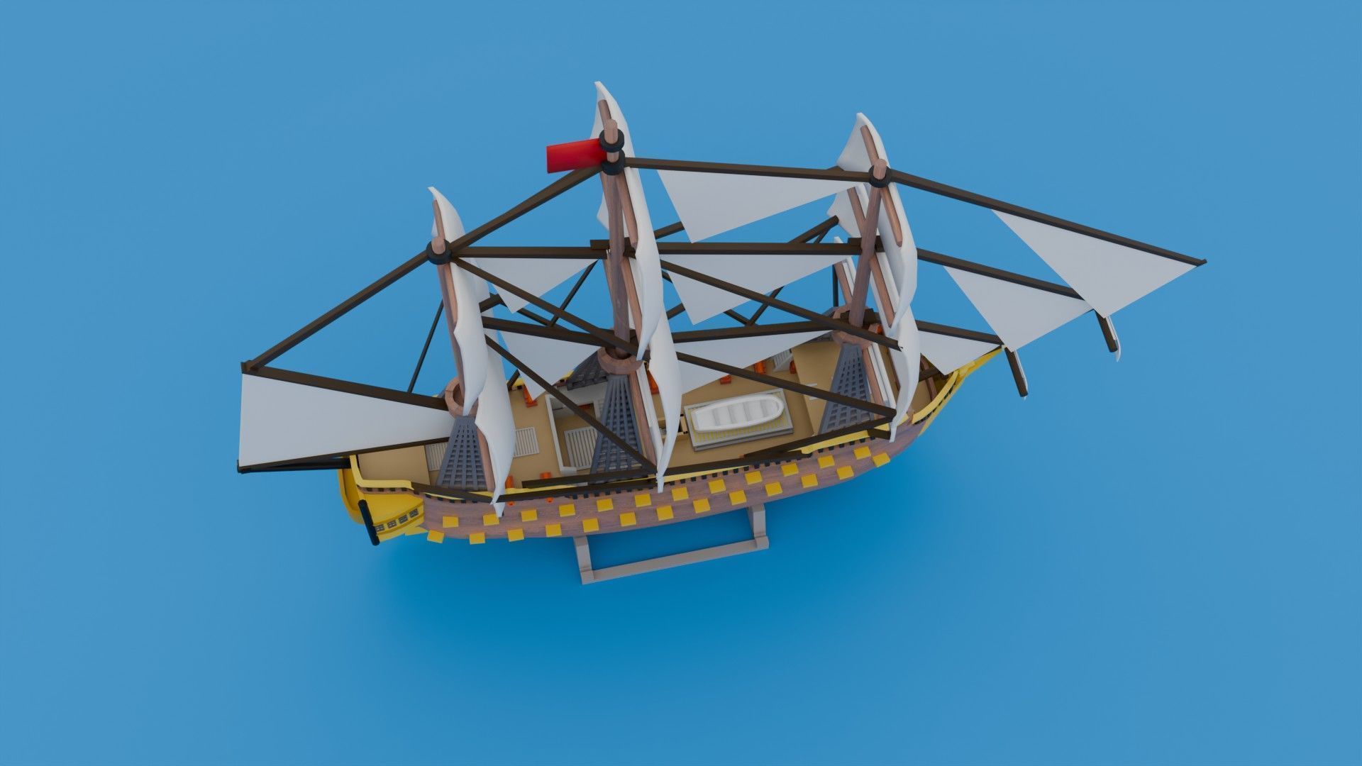 Medieval Ship Low-poly 3D model_2