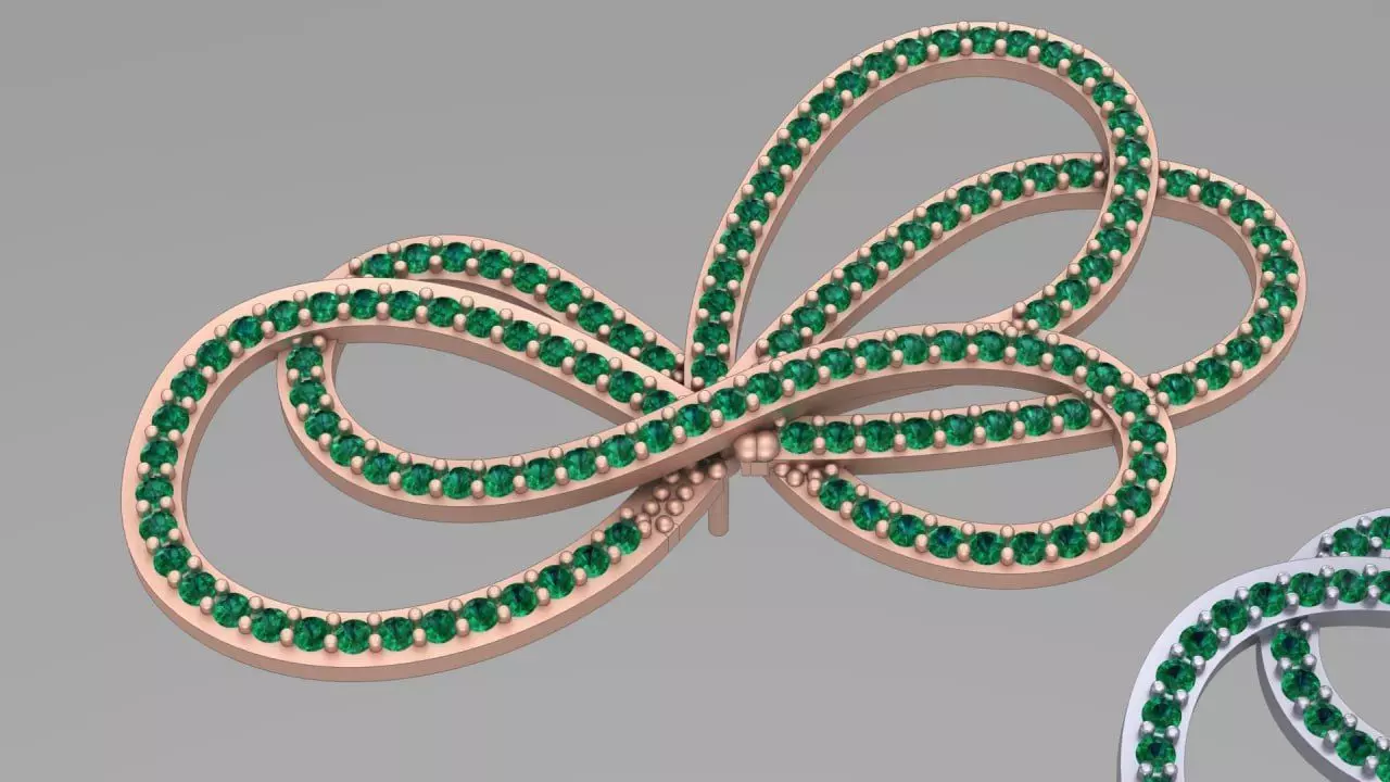 bowtie papion brooch and earrings 2nd version 3D print model