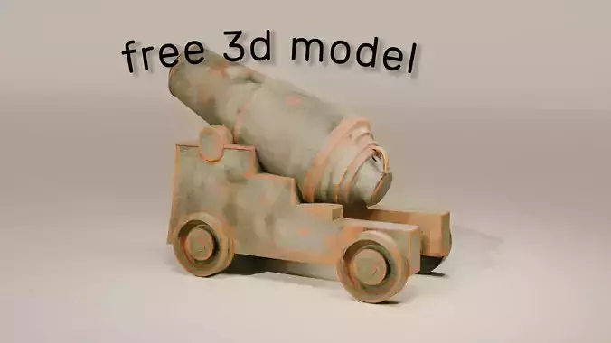 Gun cannon  3d free  low poly