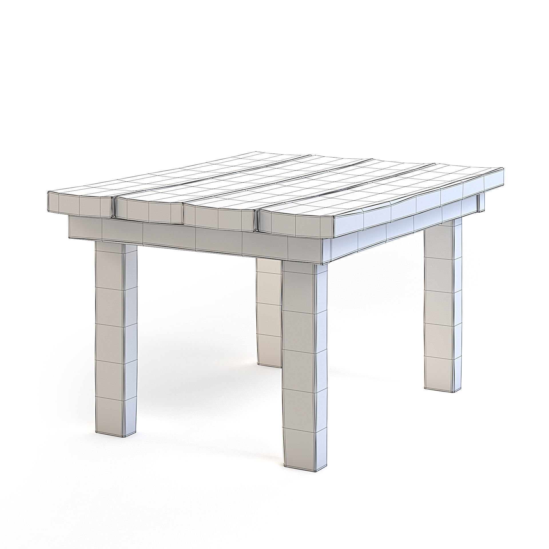 Wooden Table 3D model_3