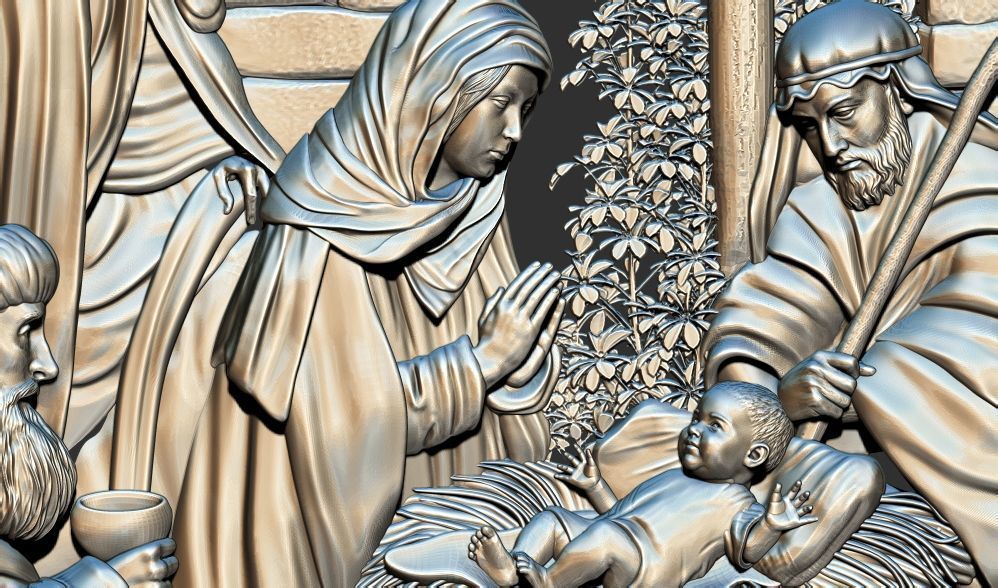 Christmas nativity Birth of Jesus 3d relief model cnc 3D print model_5