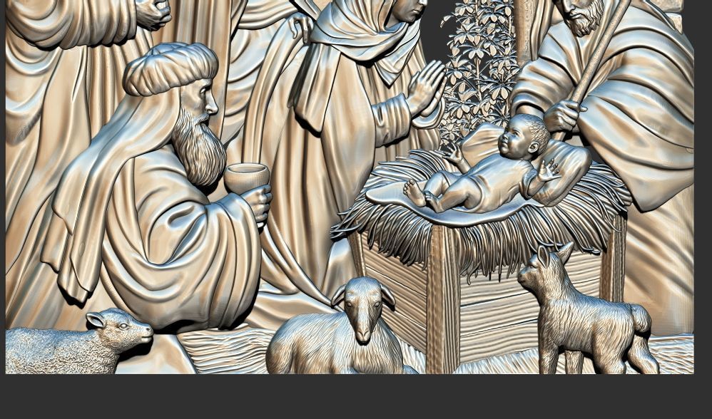 Christmas nativity Birth of Jesus 3d relief model cnc 3D print model_3
