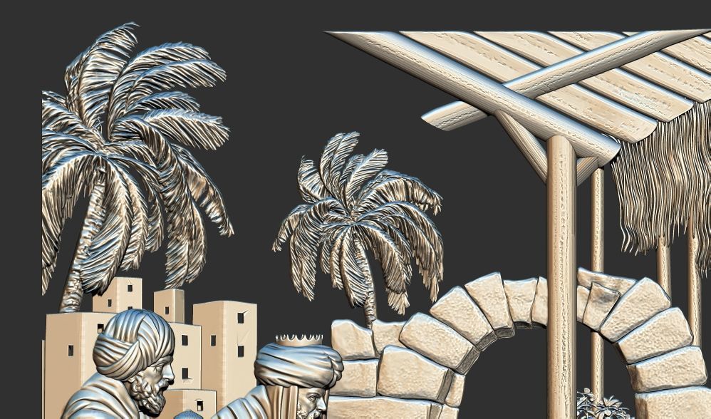 Christmas nativity Birth of Jesus 3d relief model cnc 3D print model_4