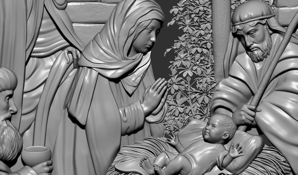 Christmas nativity Birth of Jesus 3d relief model cnc 3D print model_1