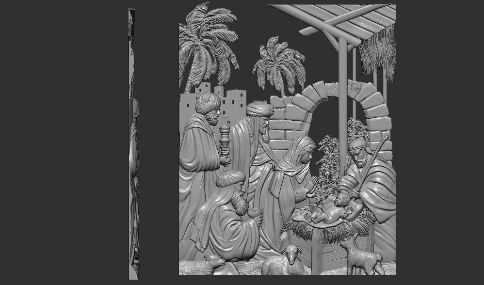 Christmas nativity Birth of Jesus 3d relief model cnc 3D print model_2