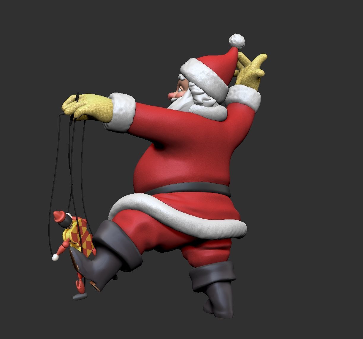 Santa Claus with Puppet  3D print model_2