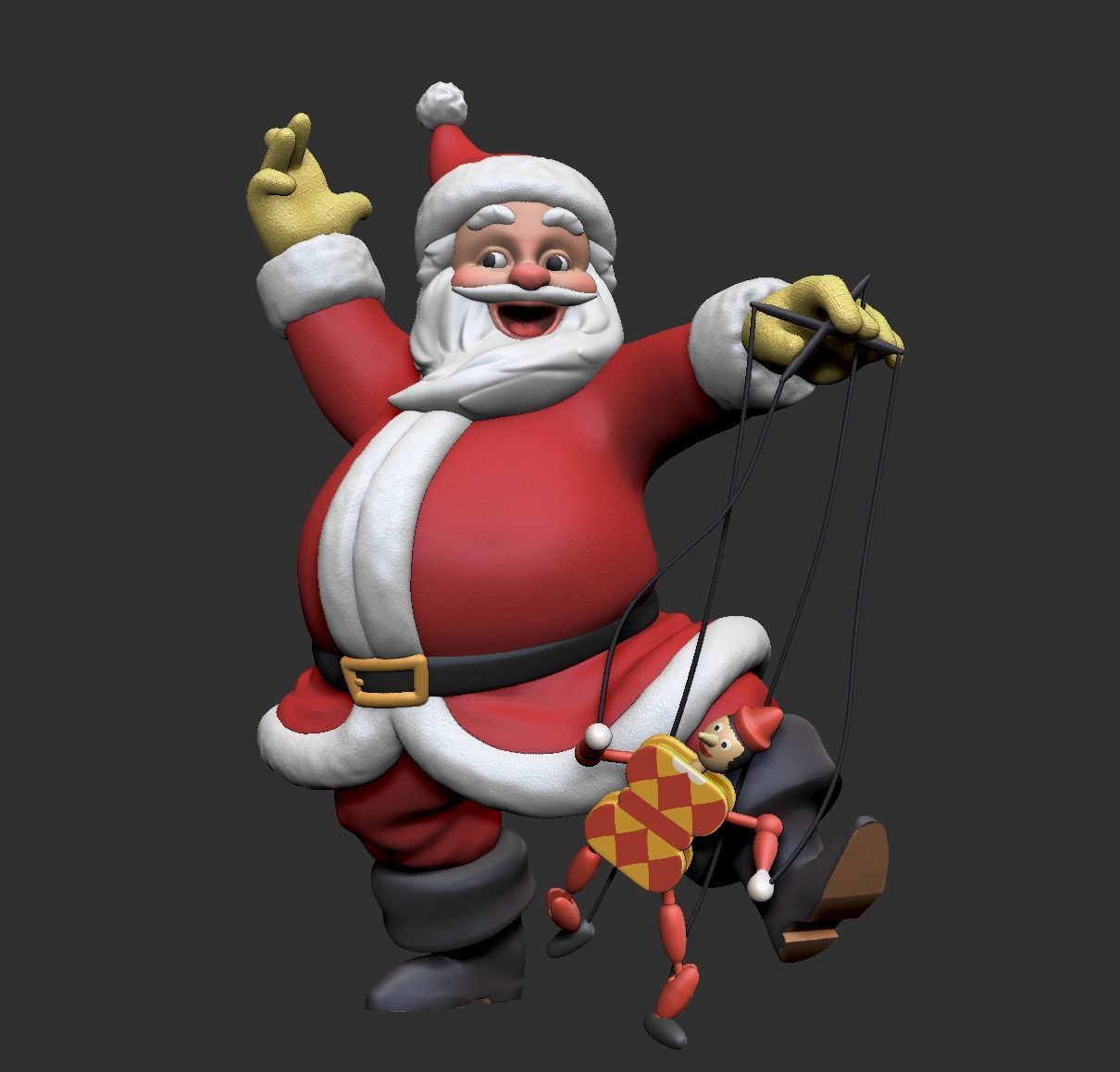 Santa Claus with Puppet  3D print model_1