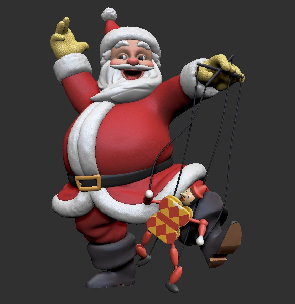 Santa Claus with Puppet  3D print model_5