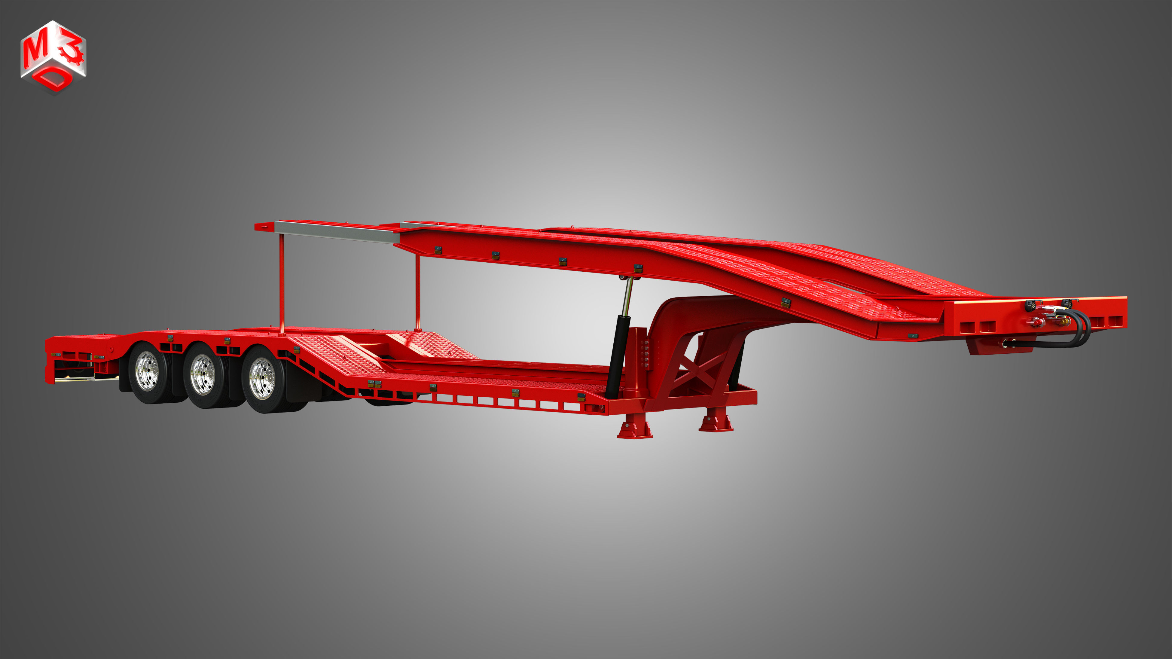 Van Transporter Trailer 3D model_2