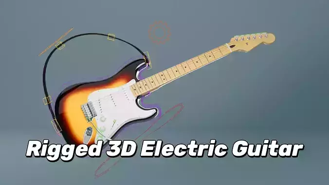 Electric Guitar Rig - Stratocaster Model 3D model