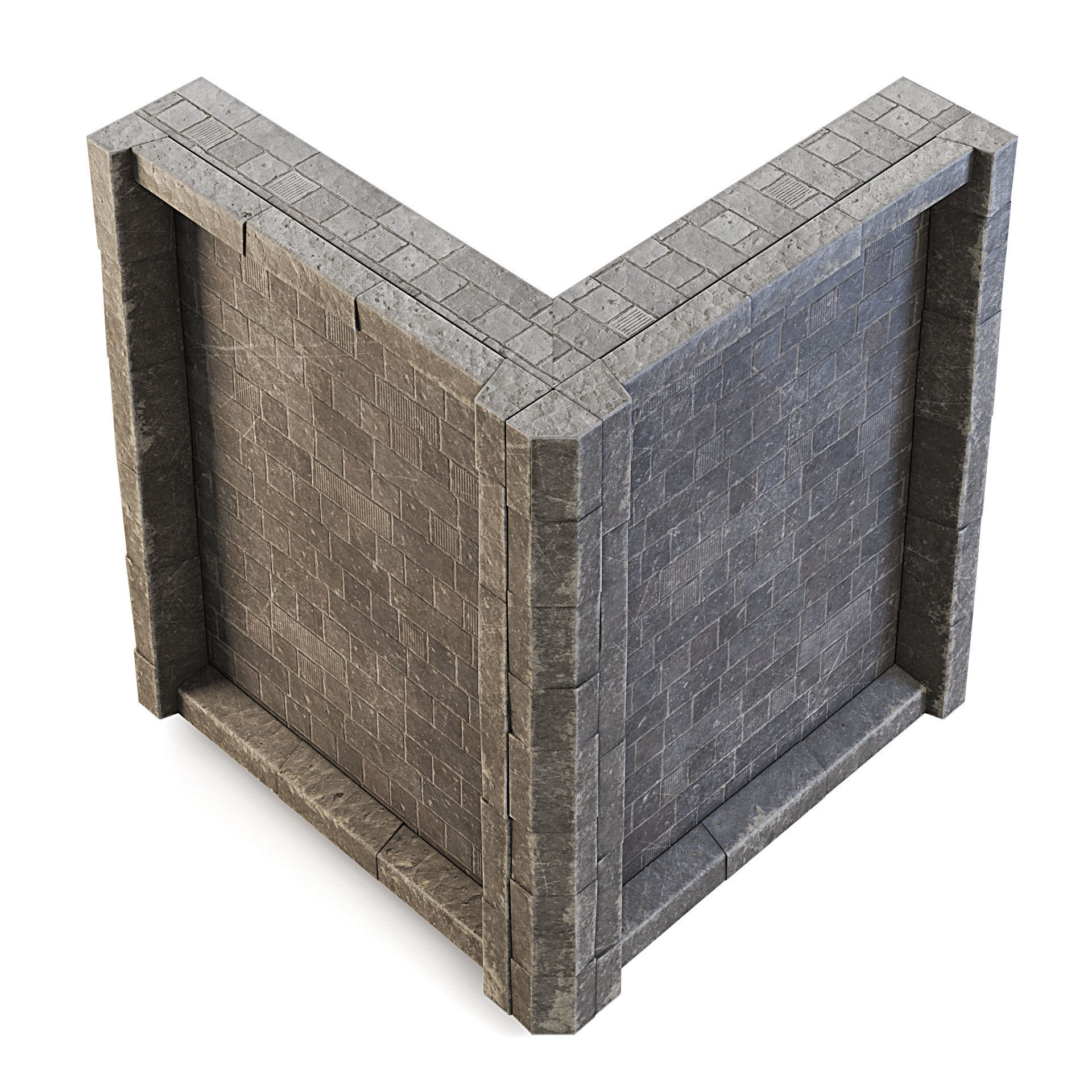 Dungeon Wall Corner Outside 3D model_6