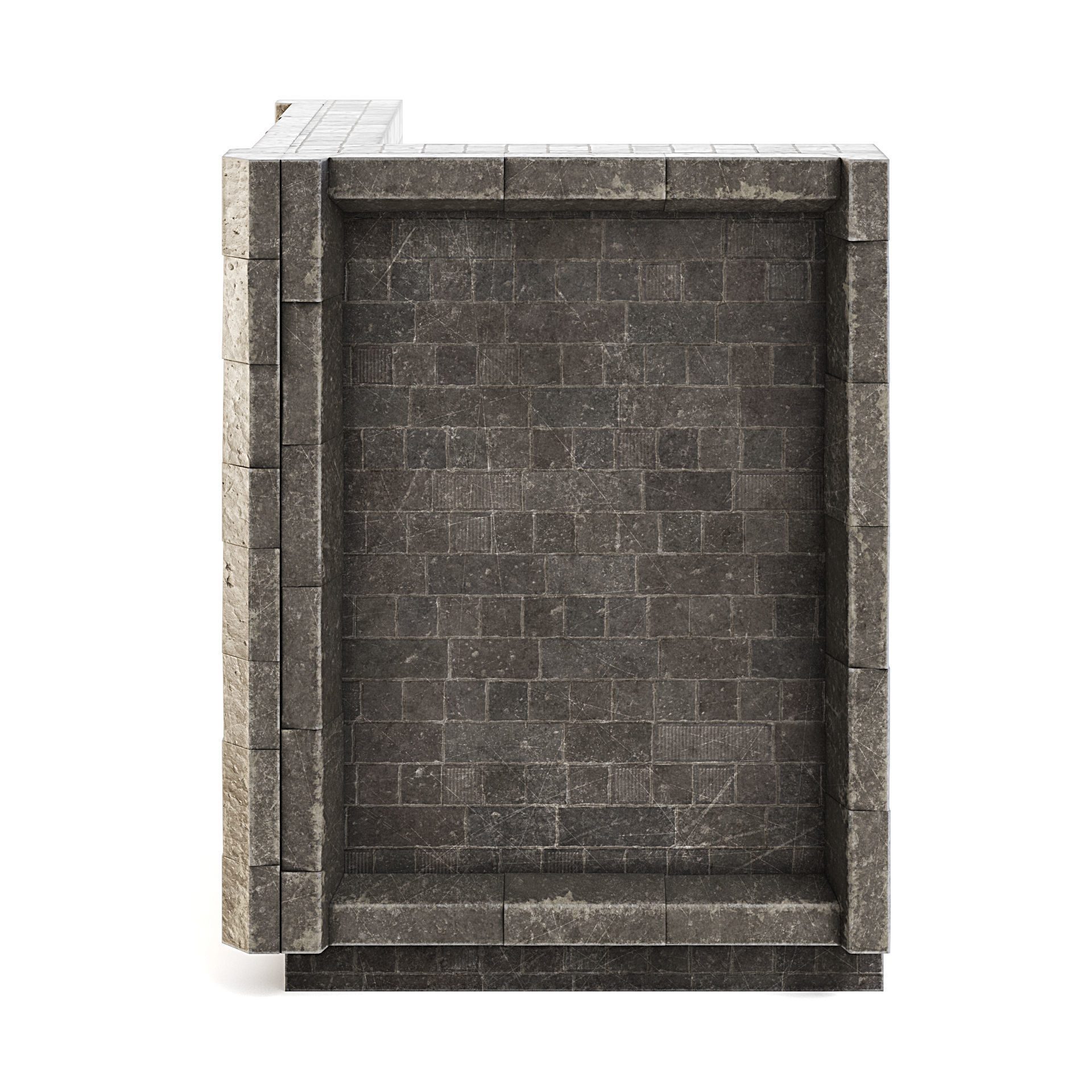 Dungeon Wall Corner Outside 3D model_4