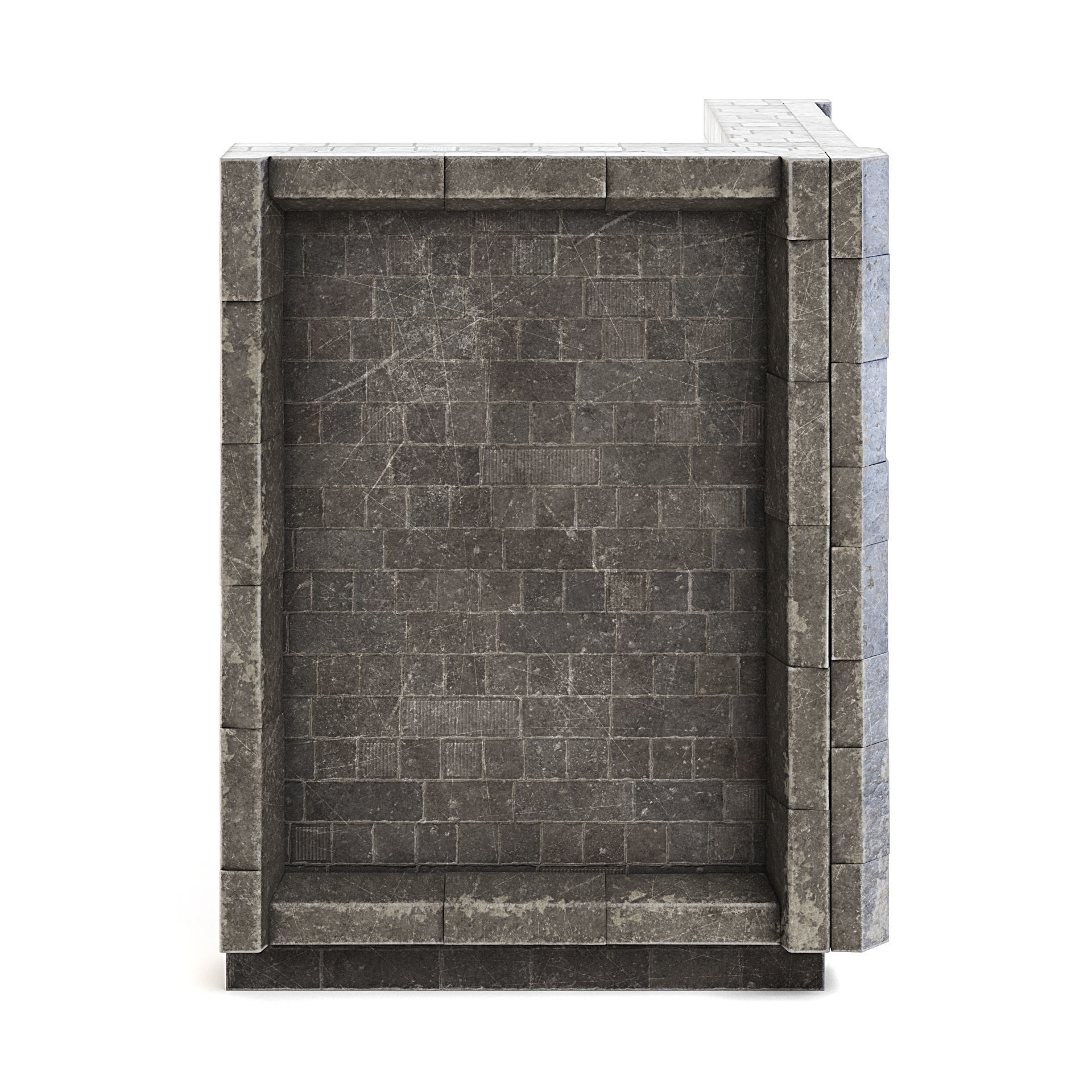 Dungeon Wall Corner Outside 3D model_2