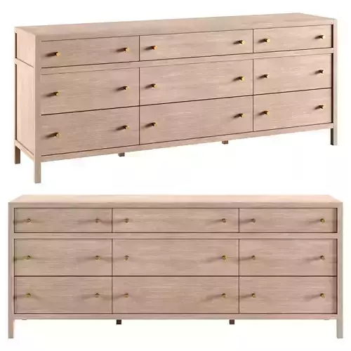 Keane Weathered Natural Wood 9-Drawer Dresser 3D model