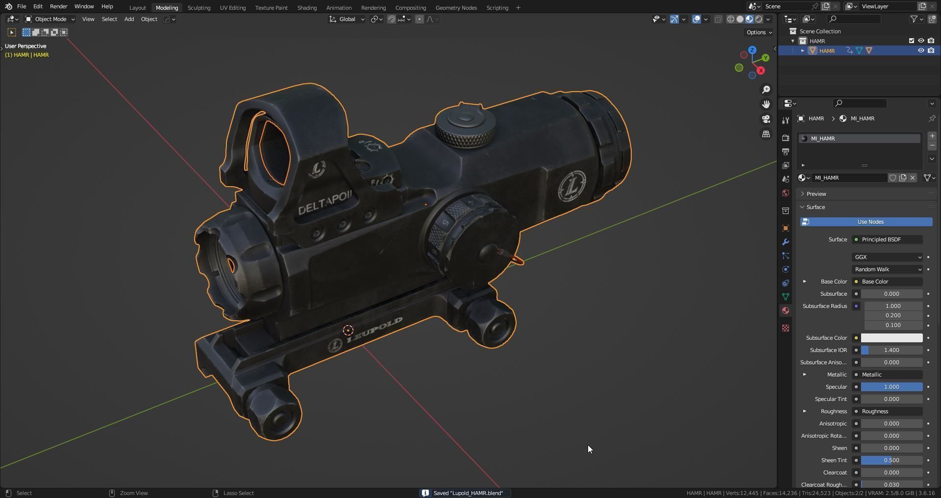 LEUPOLD MARK 4 HAMR SCOPE Low-poly 3D model_9