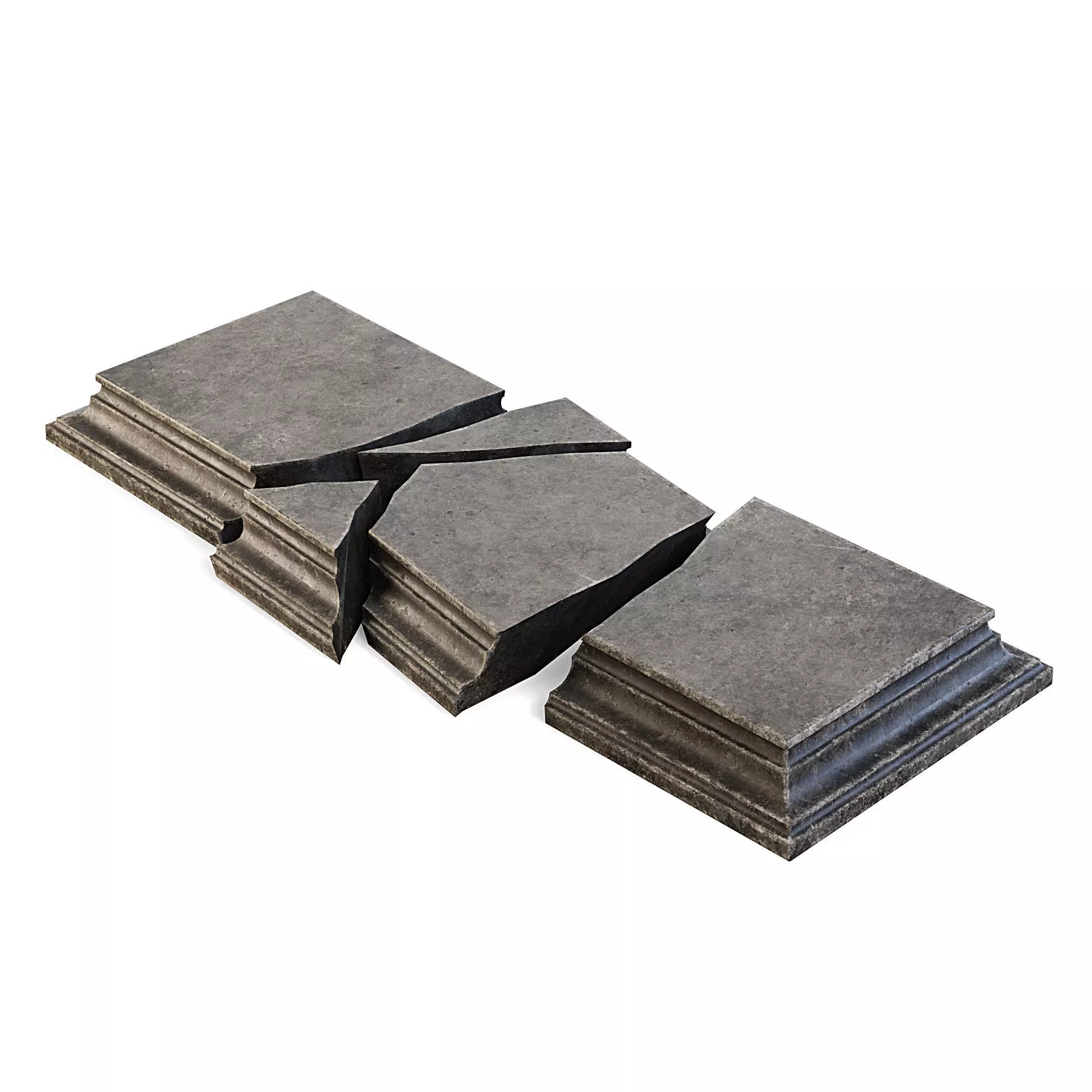 Cracked Stone Tomb Cover 3D model_0