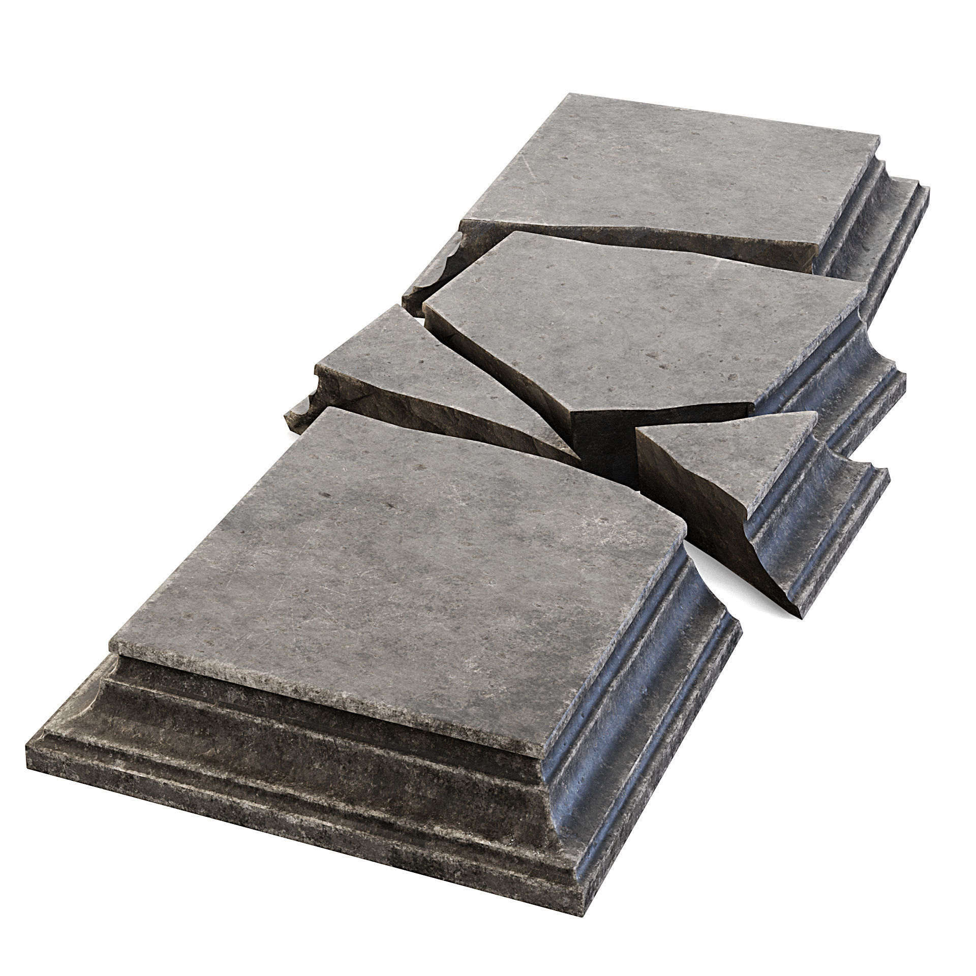 Cracked Stone Tomb Cover 3D model_7