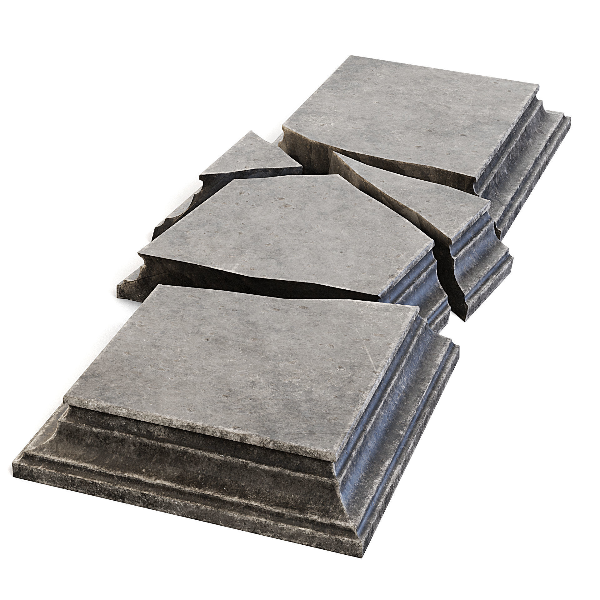 Cracked Stone Tomb Cover 3D model_4