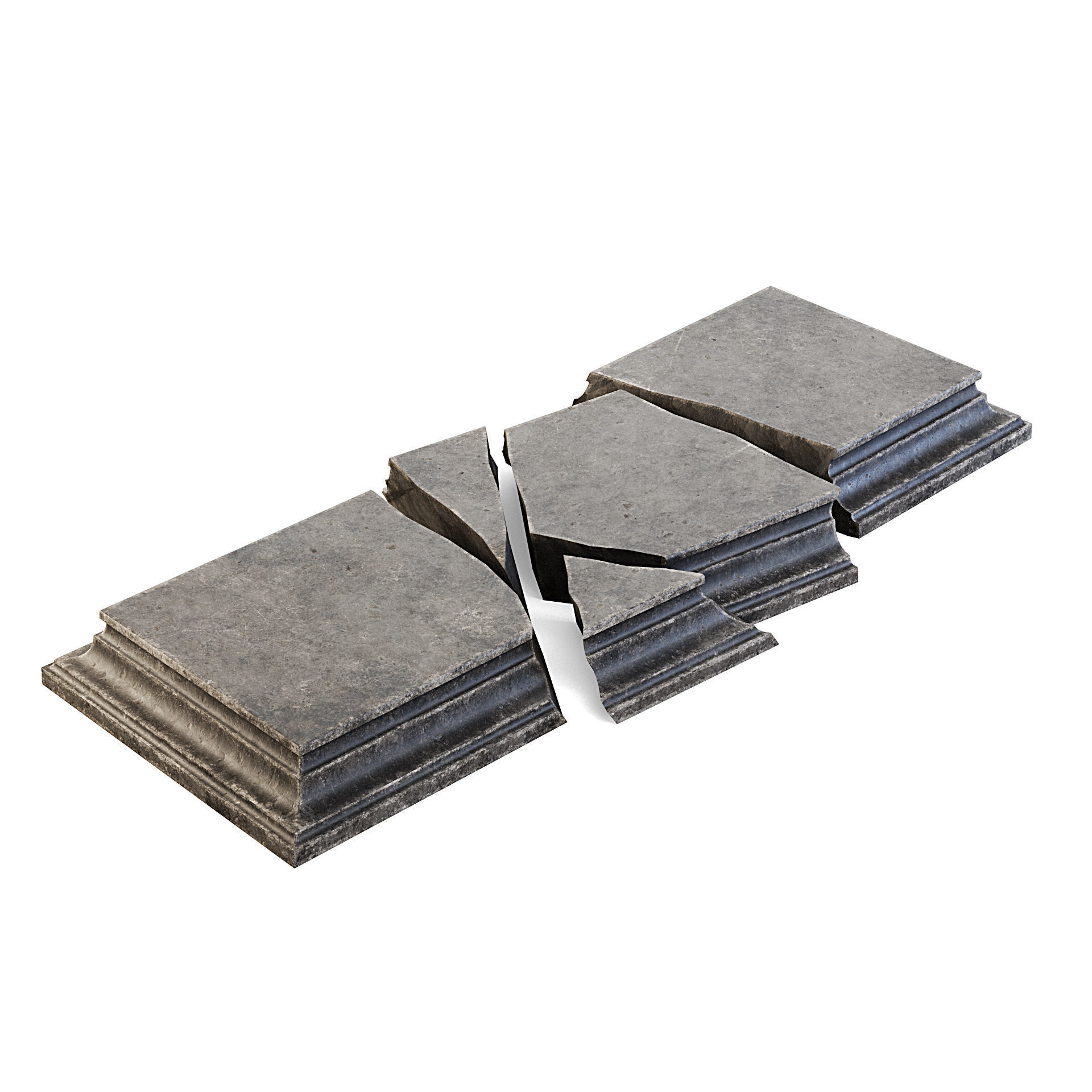 Cracked Stone Tomb Cover 3D model_2