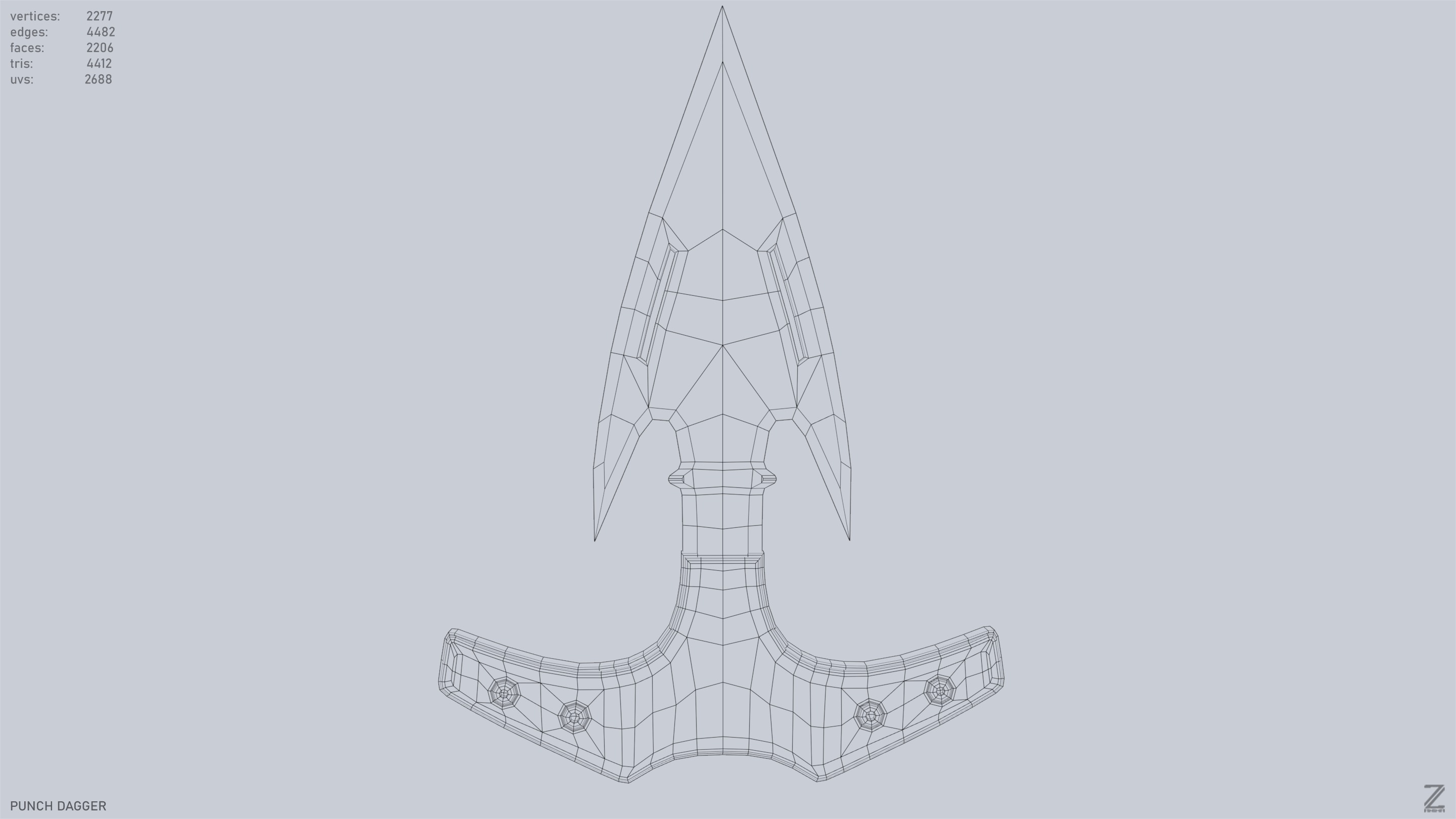Punch dagger Low-poly 3D model_9