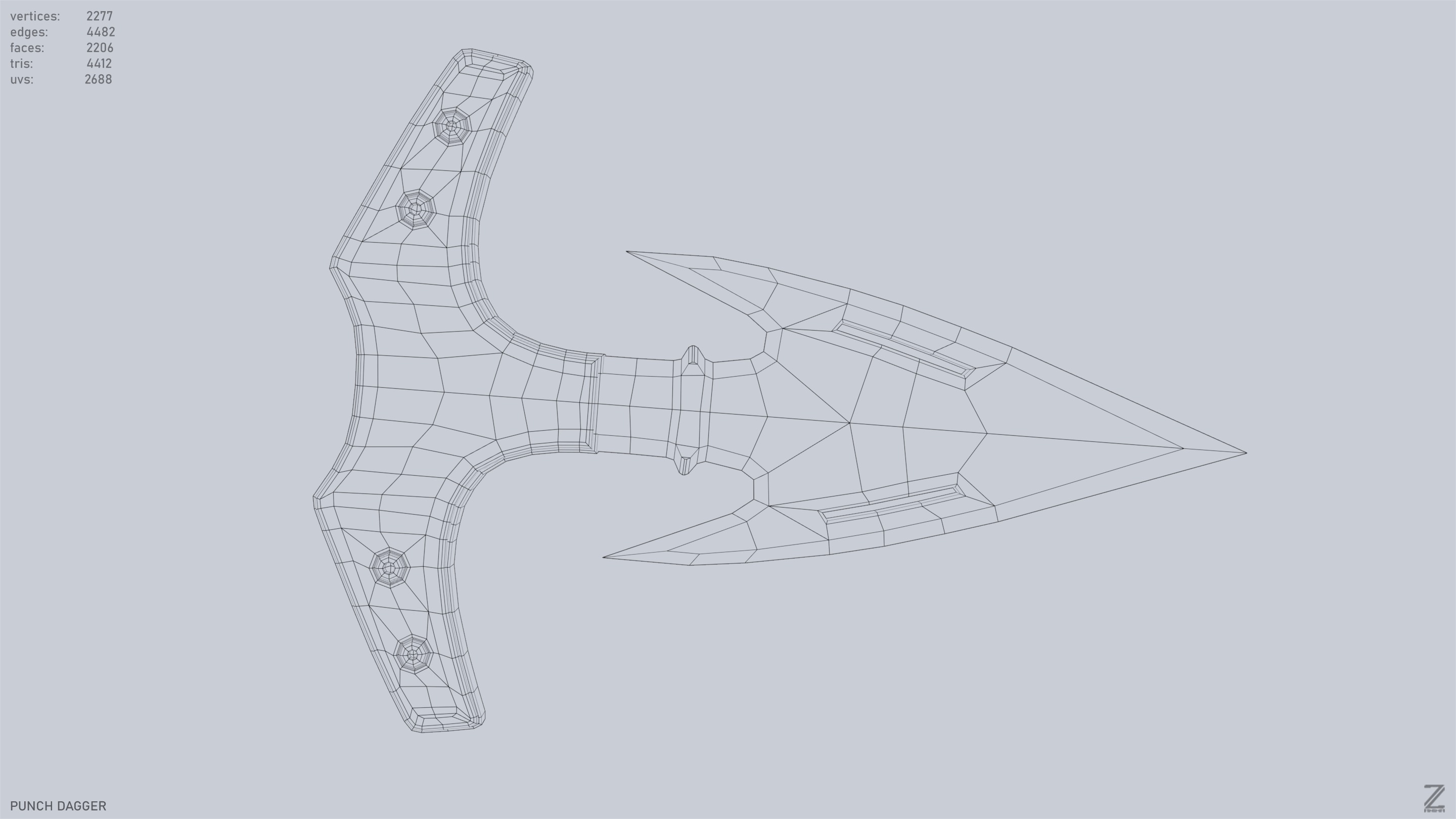 Punch dagger Low-poly 3D model_11