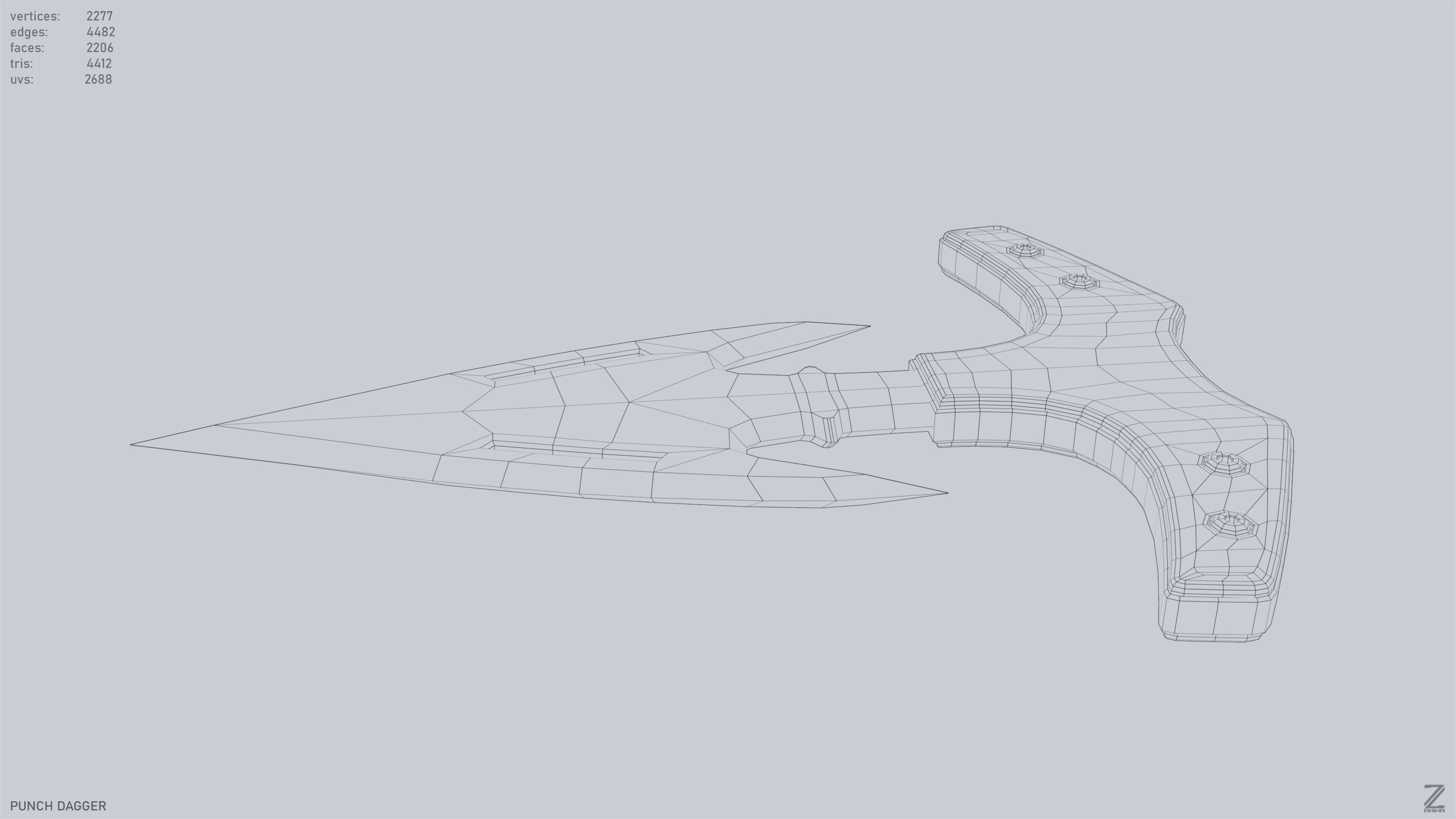 Punch dagger Low-poly 3D model_14