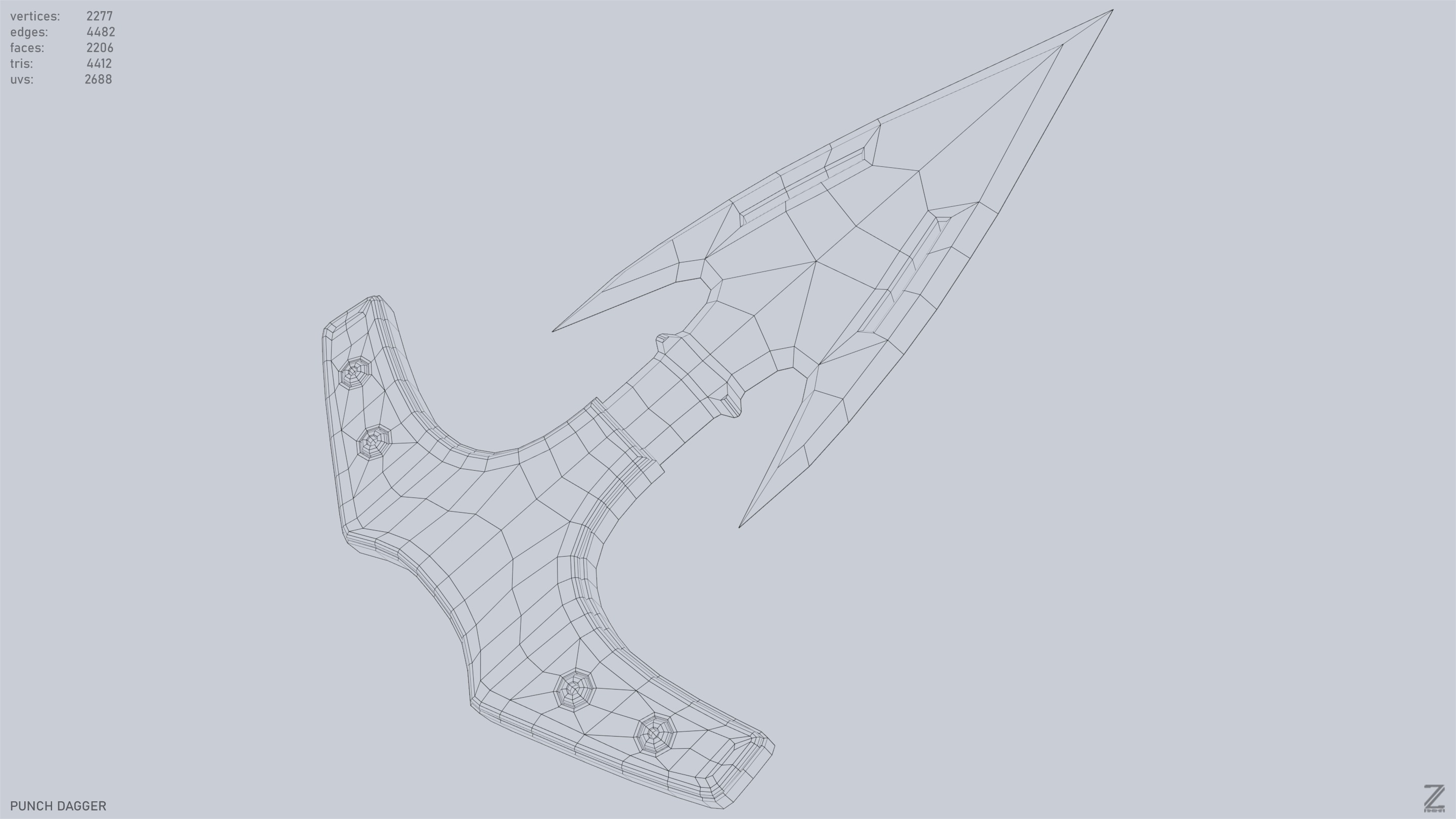 Punch dagger Low-poly 3D model_15