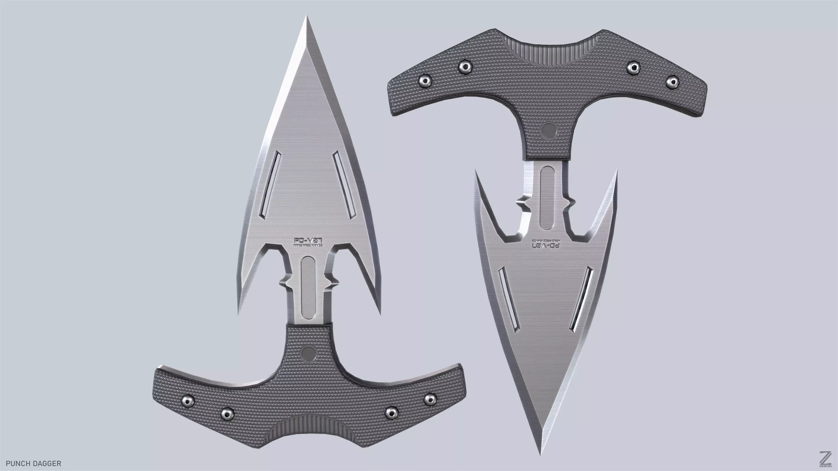 Punch dagger Low-poly 3D model_0