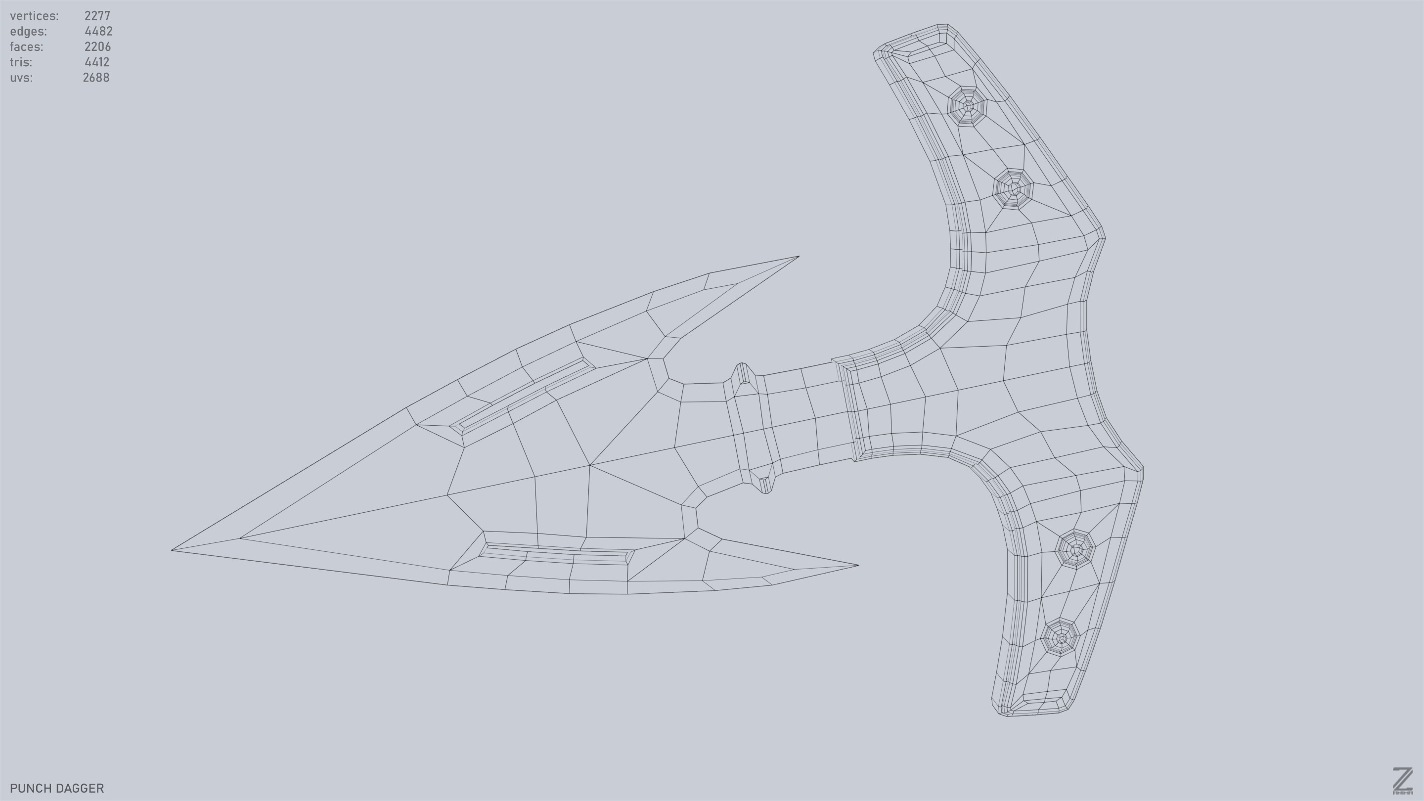 Punch dagger Low-poly 3D model_13