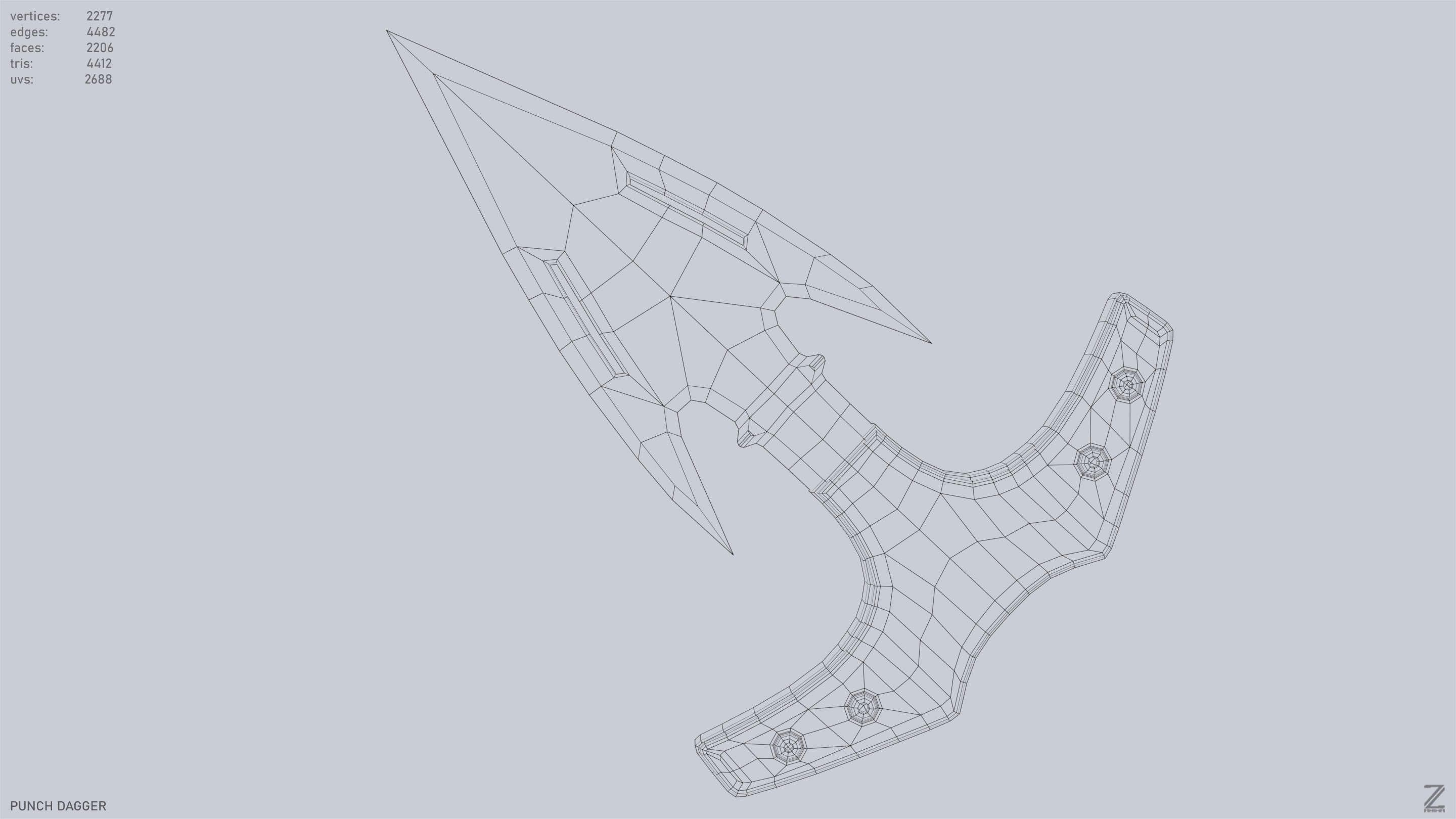 Punch dagger Low-poly 3D model_10
