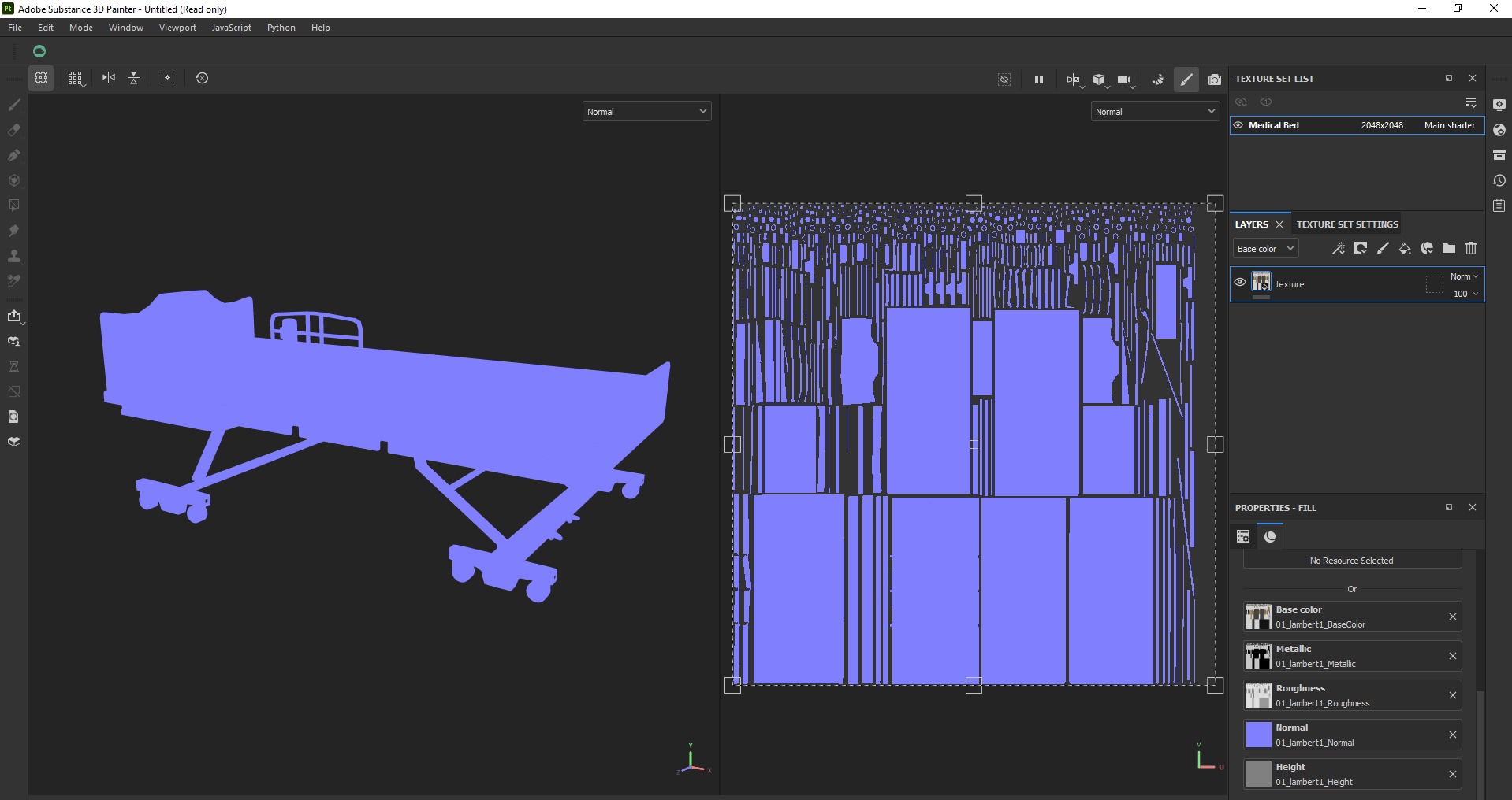 Hospital patient bed Low-poly 3D model_20