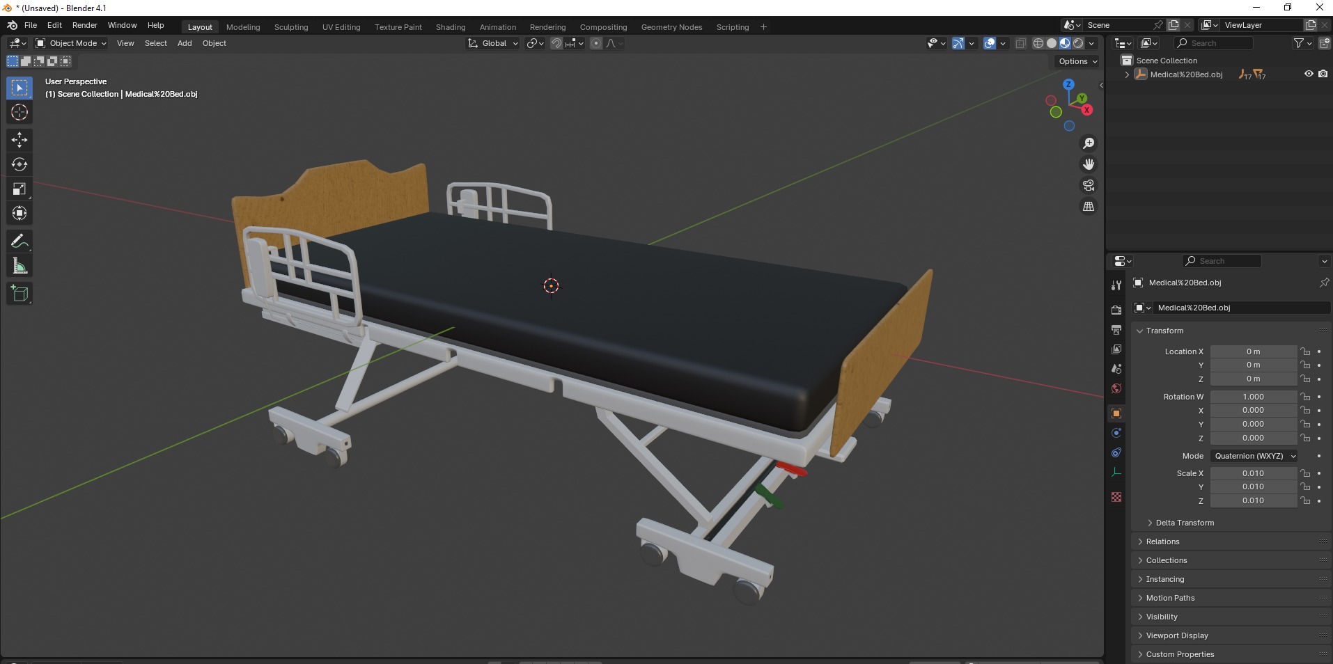 Hospital patient bed Low-poly 3D model_27