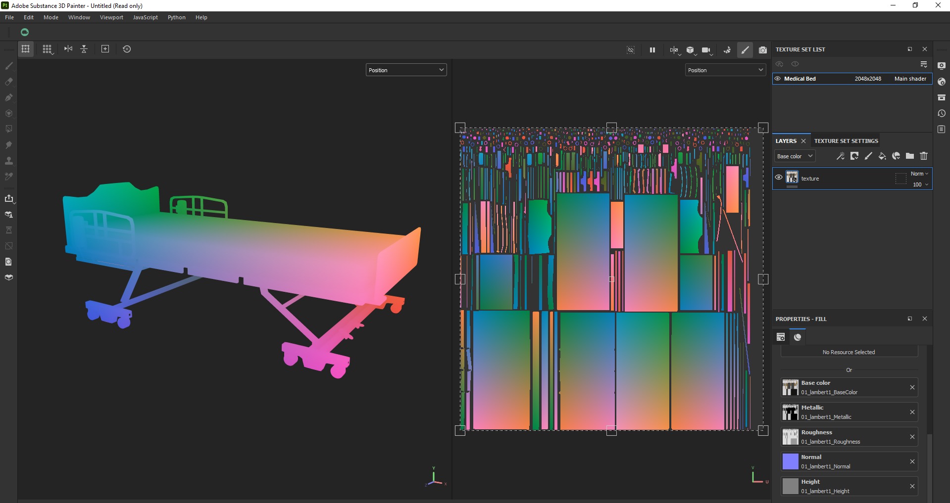 Hospital patient bed Low-poly 3D model_25