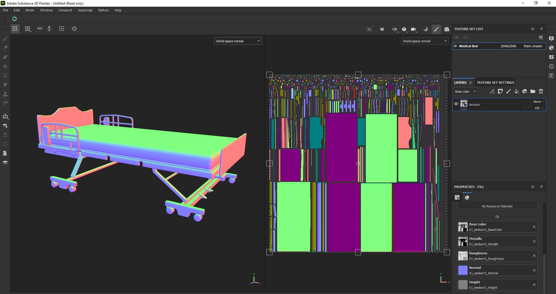 Hospital patient bed Low-poly 3D model_21