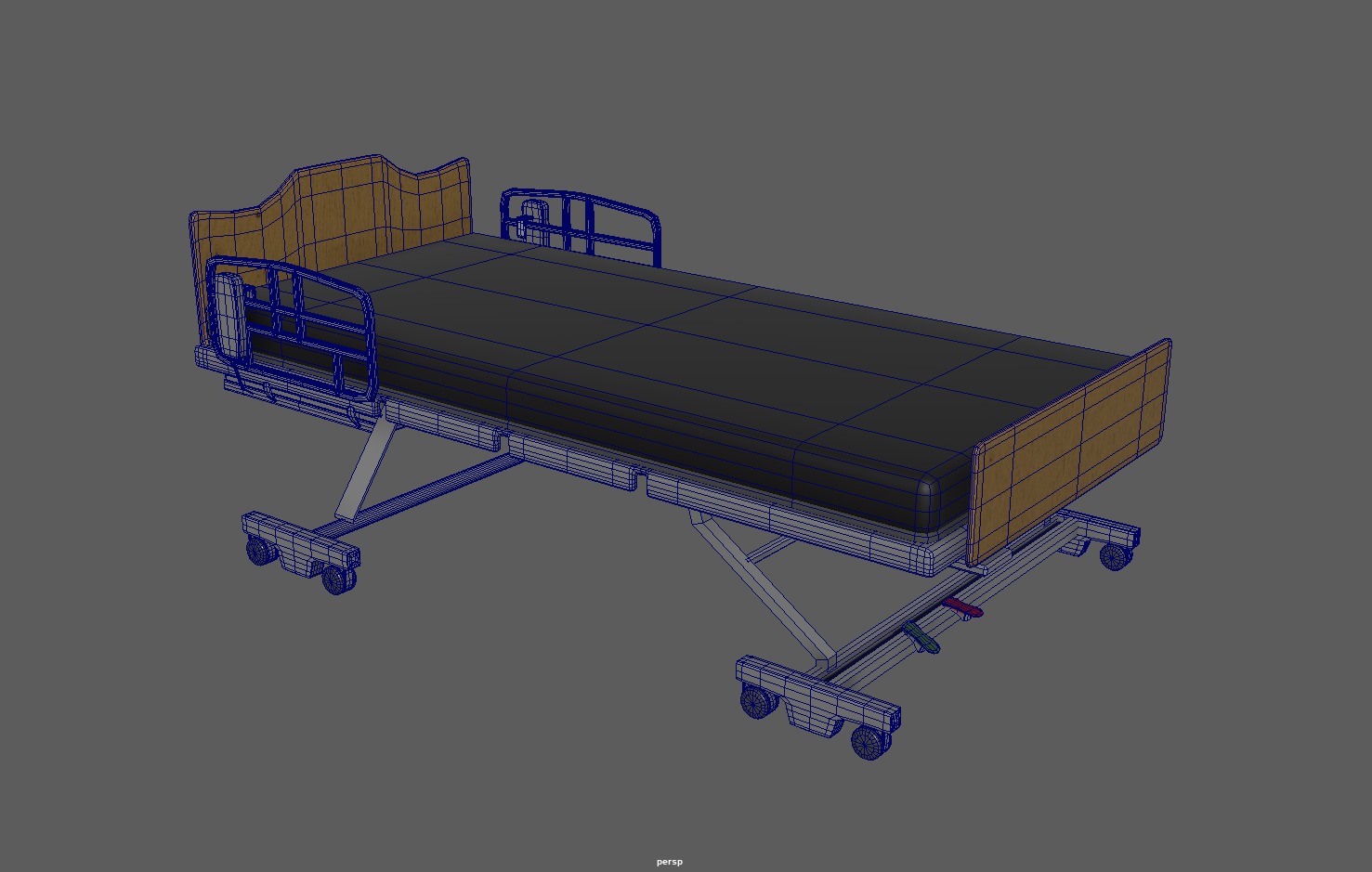 Hospital patient bed Low-poly 3D model_8