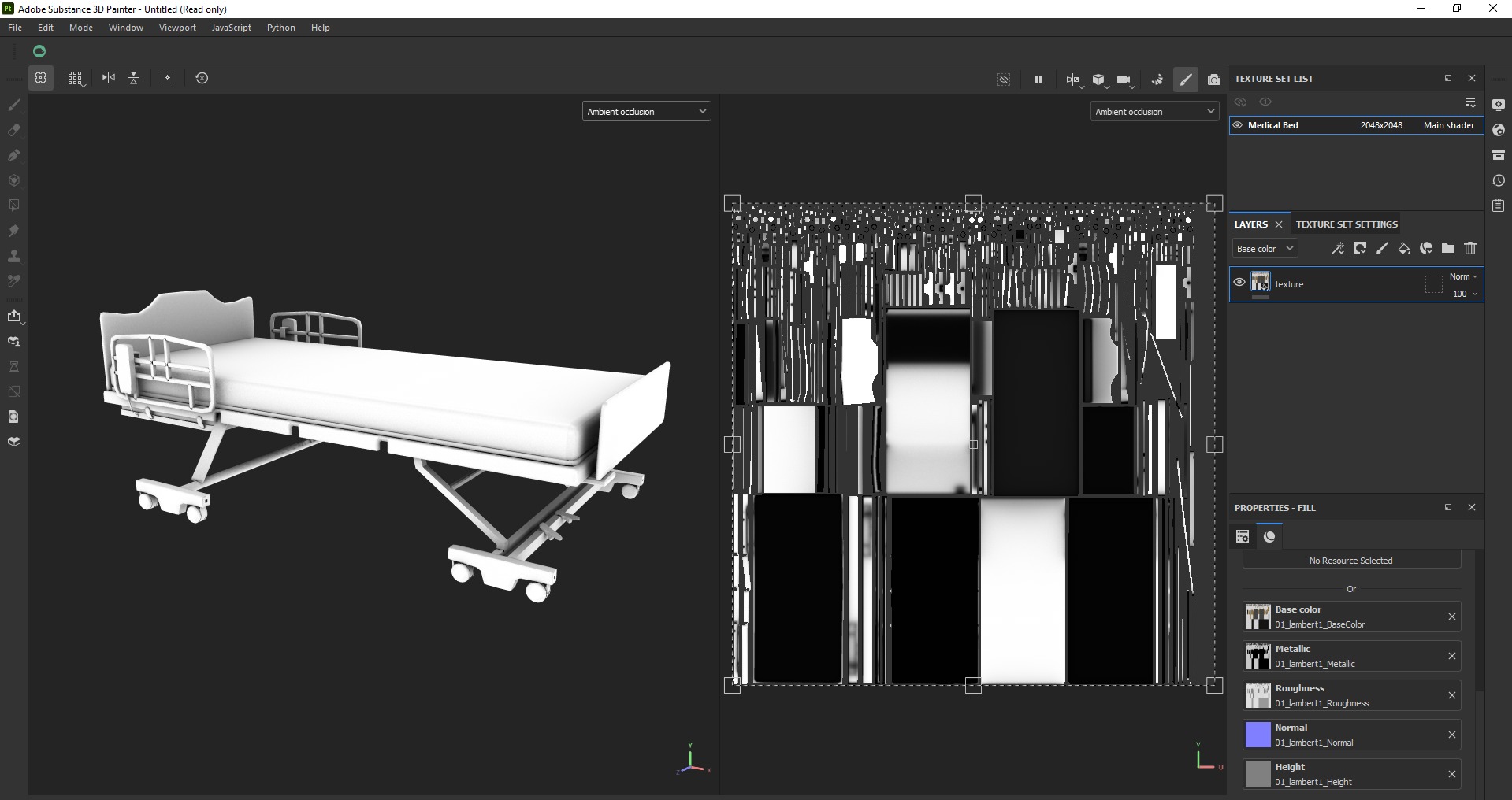 Hospital patient bed Low-poly 3D model_23