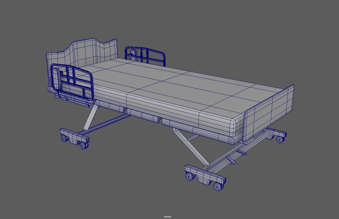 Hospital patient bed Low-poly 3D model_9