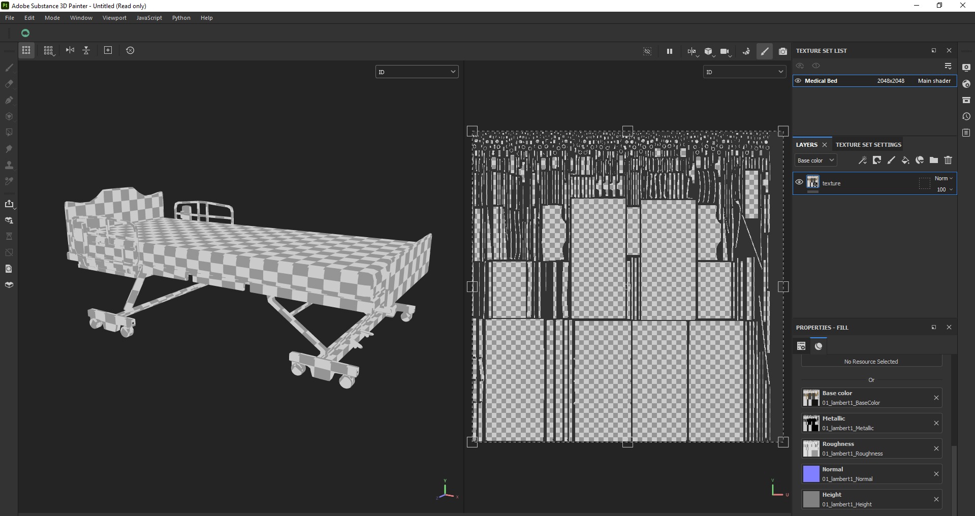 Hospital patient bed Low-poly 3D model_22