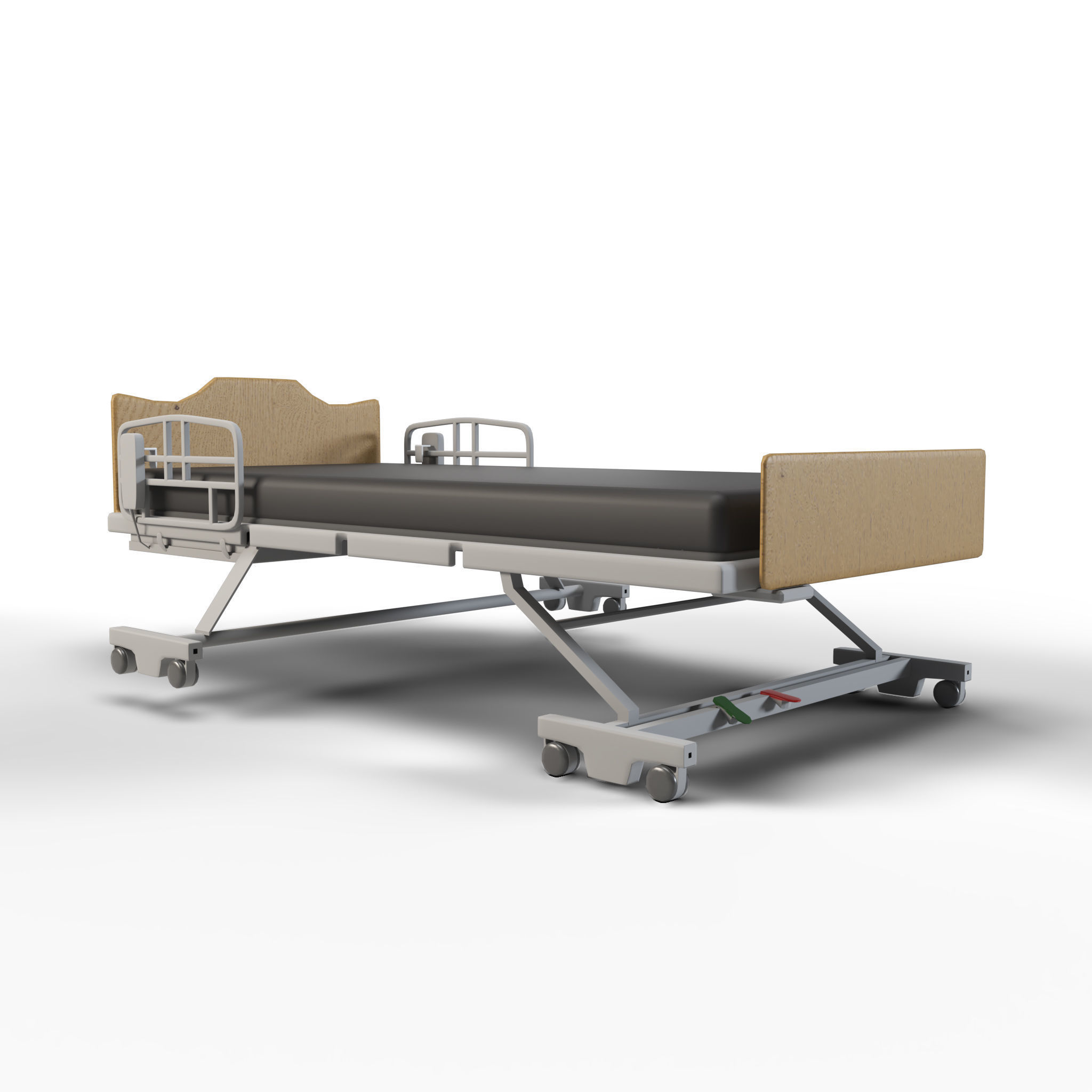 Hospital patient bed Low-poly 3D model_4