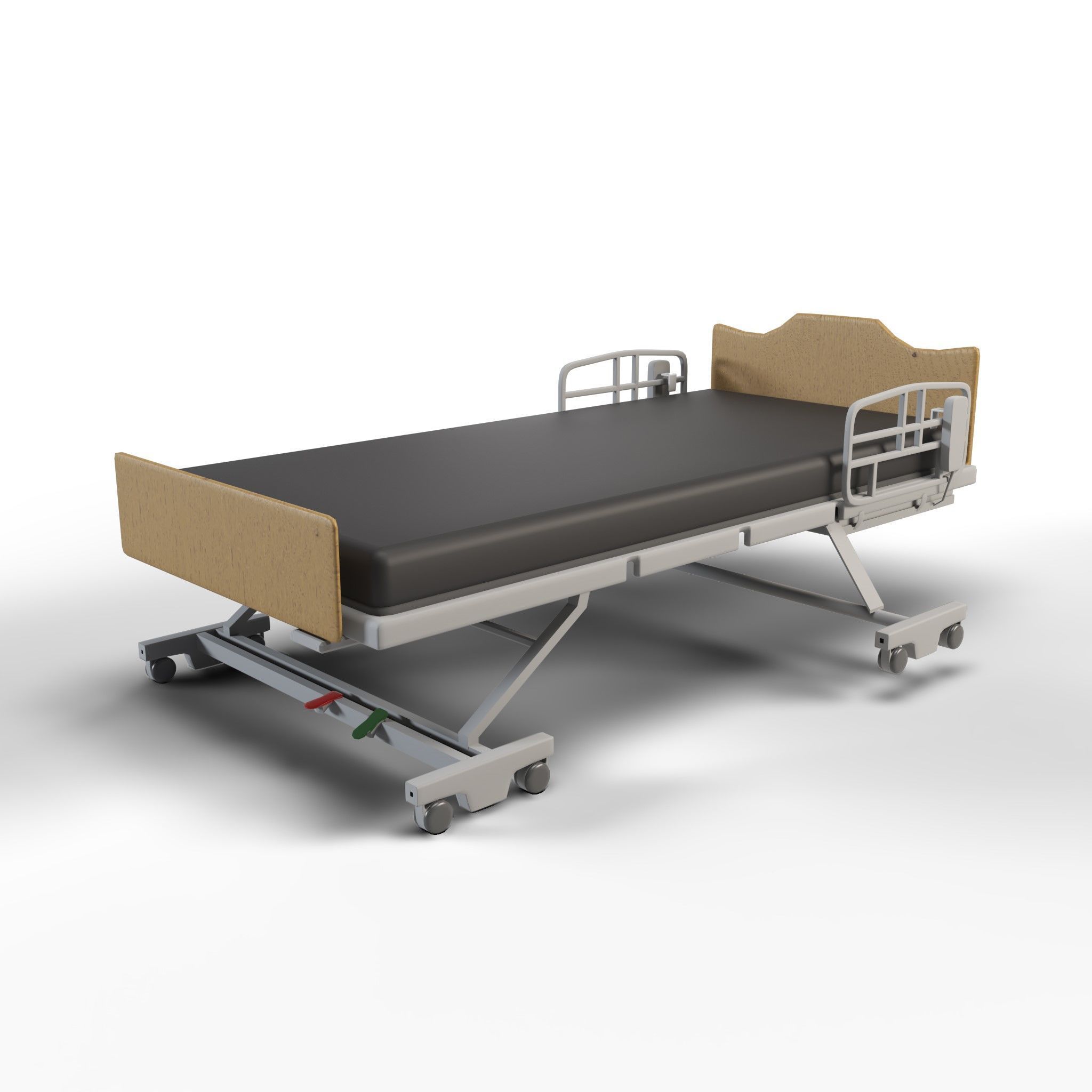 Hospital patient bed Low-poly 3D model_5